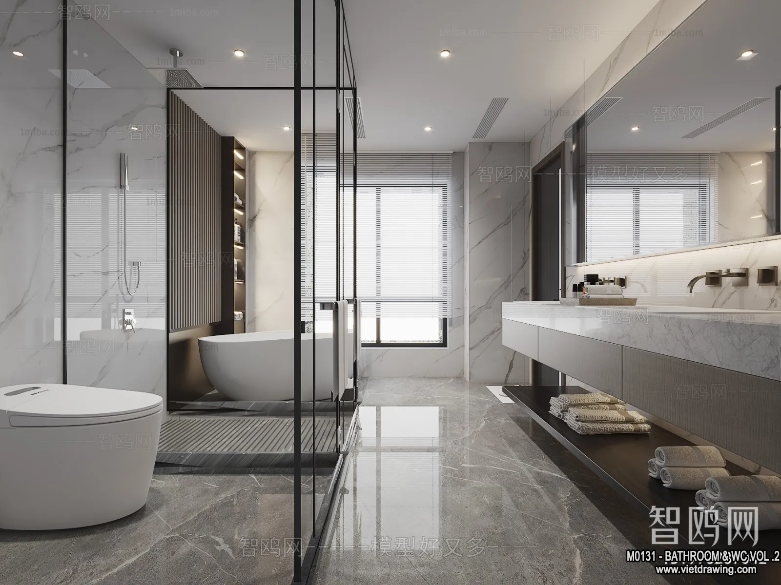 Bathroom - Toilet - WC - RestRoom - 3D Interior Scene - 476