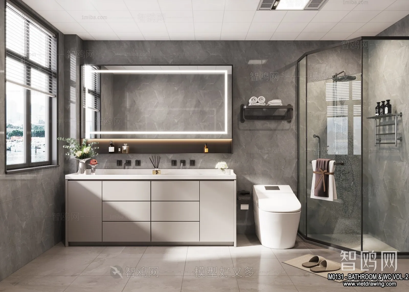 Bathroom - Toilet - WC - RestRoom - 3D Interior Scene - 477