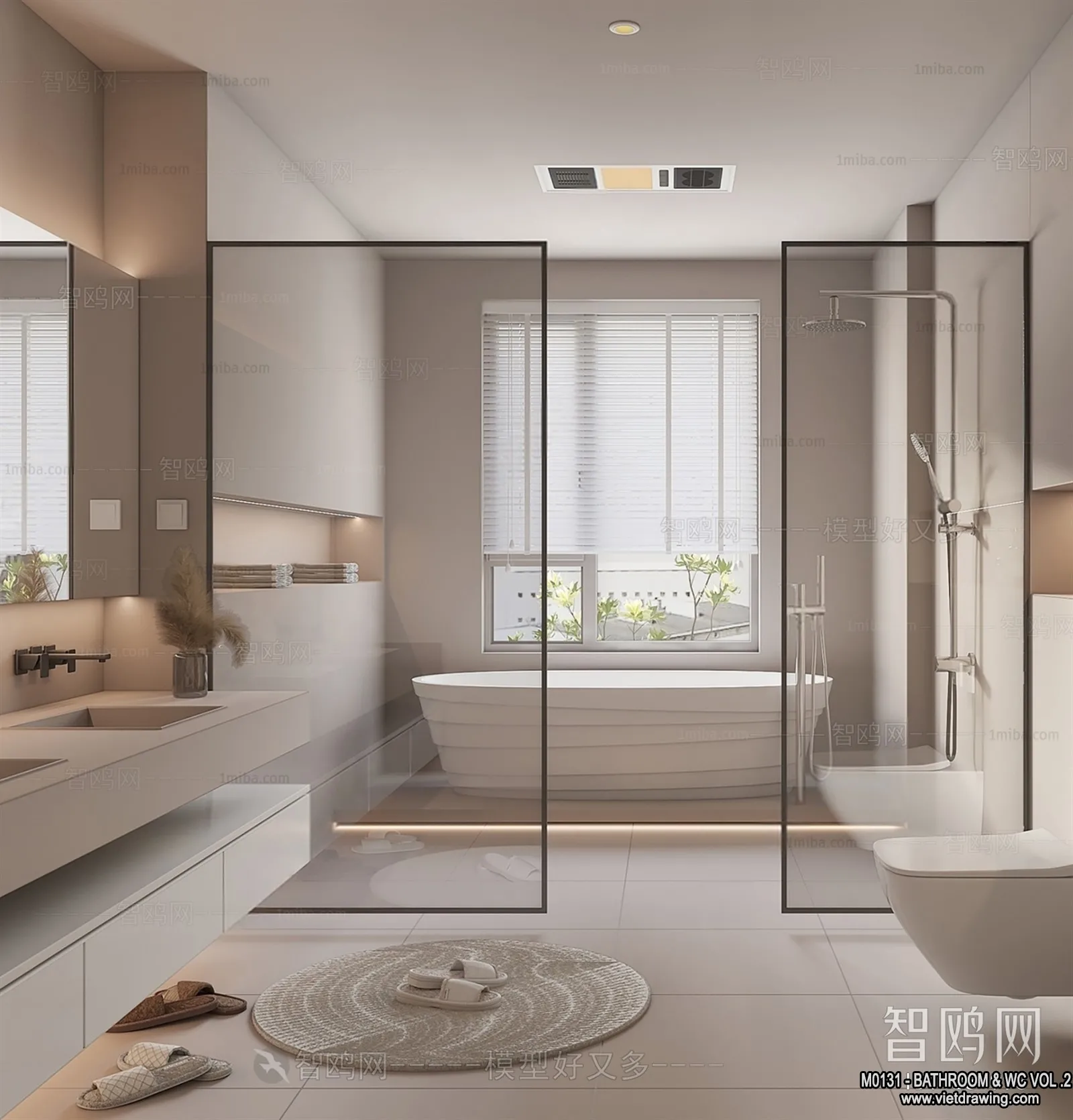 Bathroom - Toilet - WC - RestRoom - 3D Interior Scene - 478