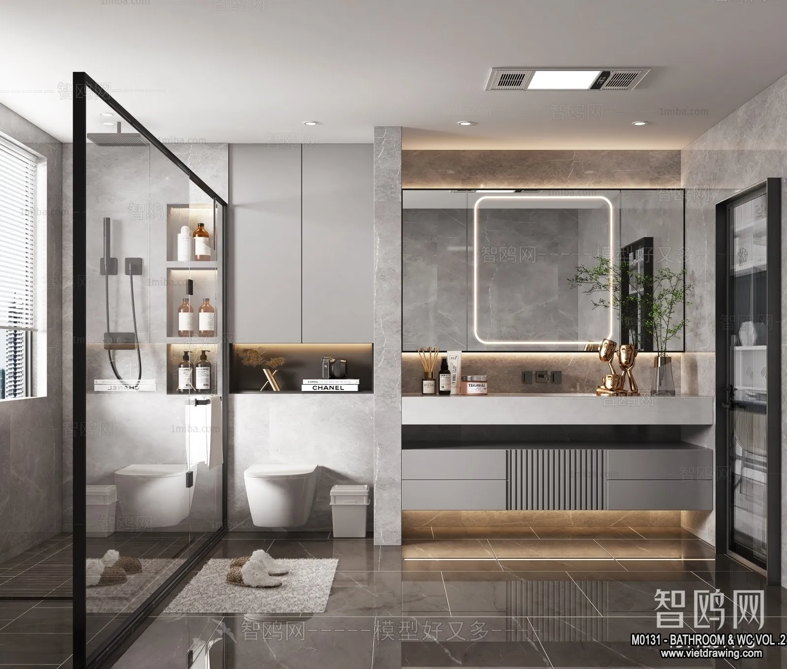 Bathroom - Toilet - WC - RestRoom - 3D Interior Scene - 479