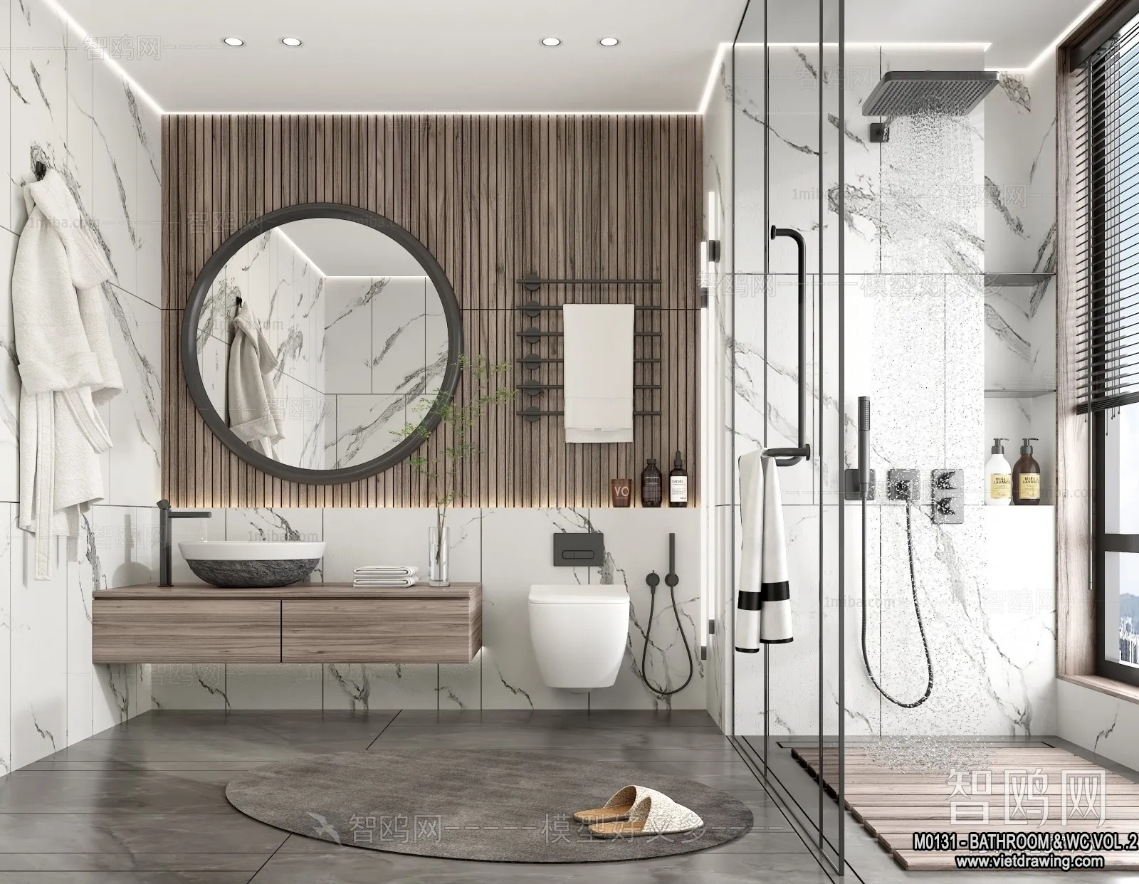 Bathroom - Toilet - WC - RestRoom - 3D Interior Scene - 480