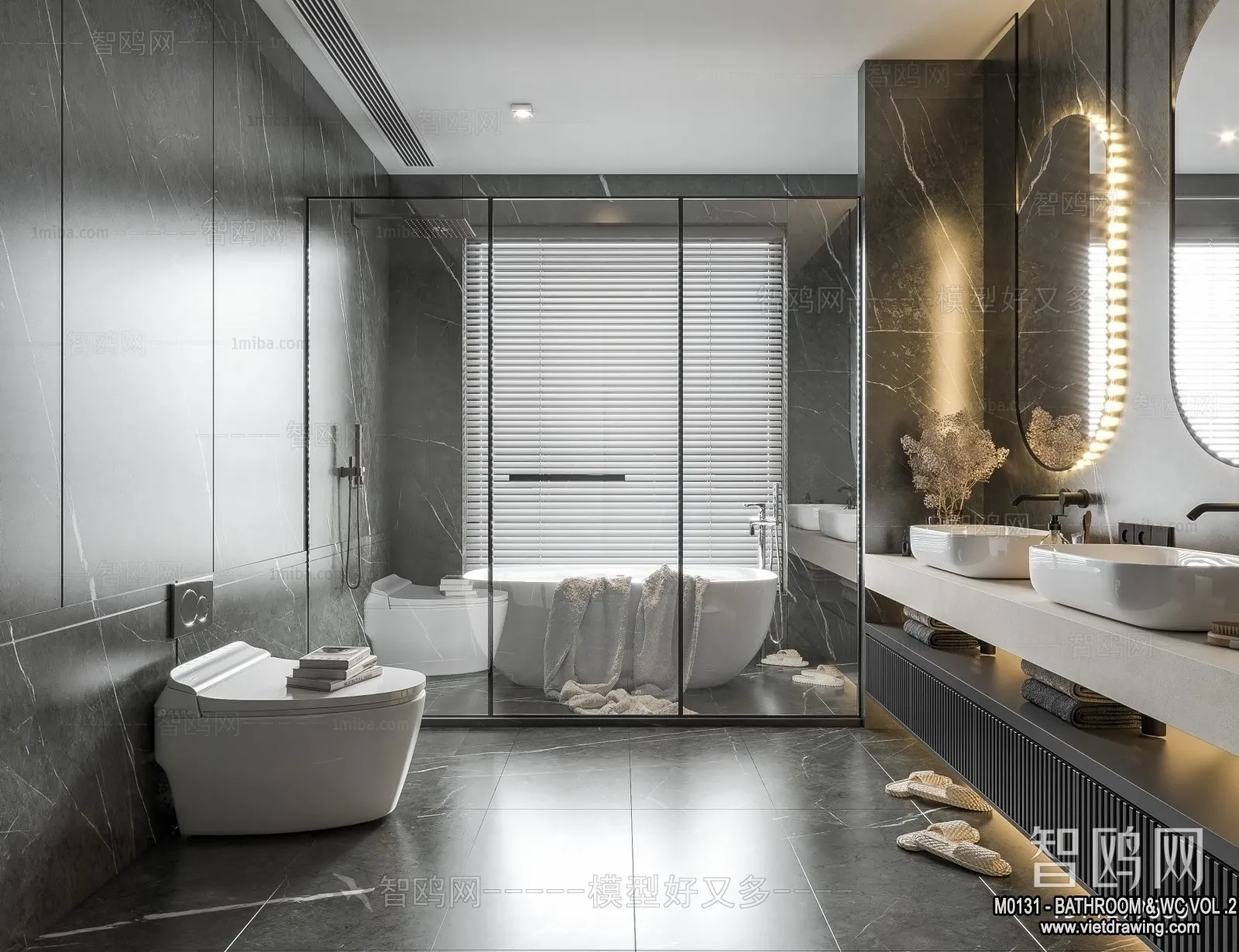 Bathroom - Toilet - WC - RestRoom - 3D Interior Scene - 481