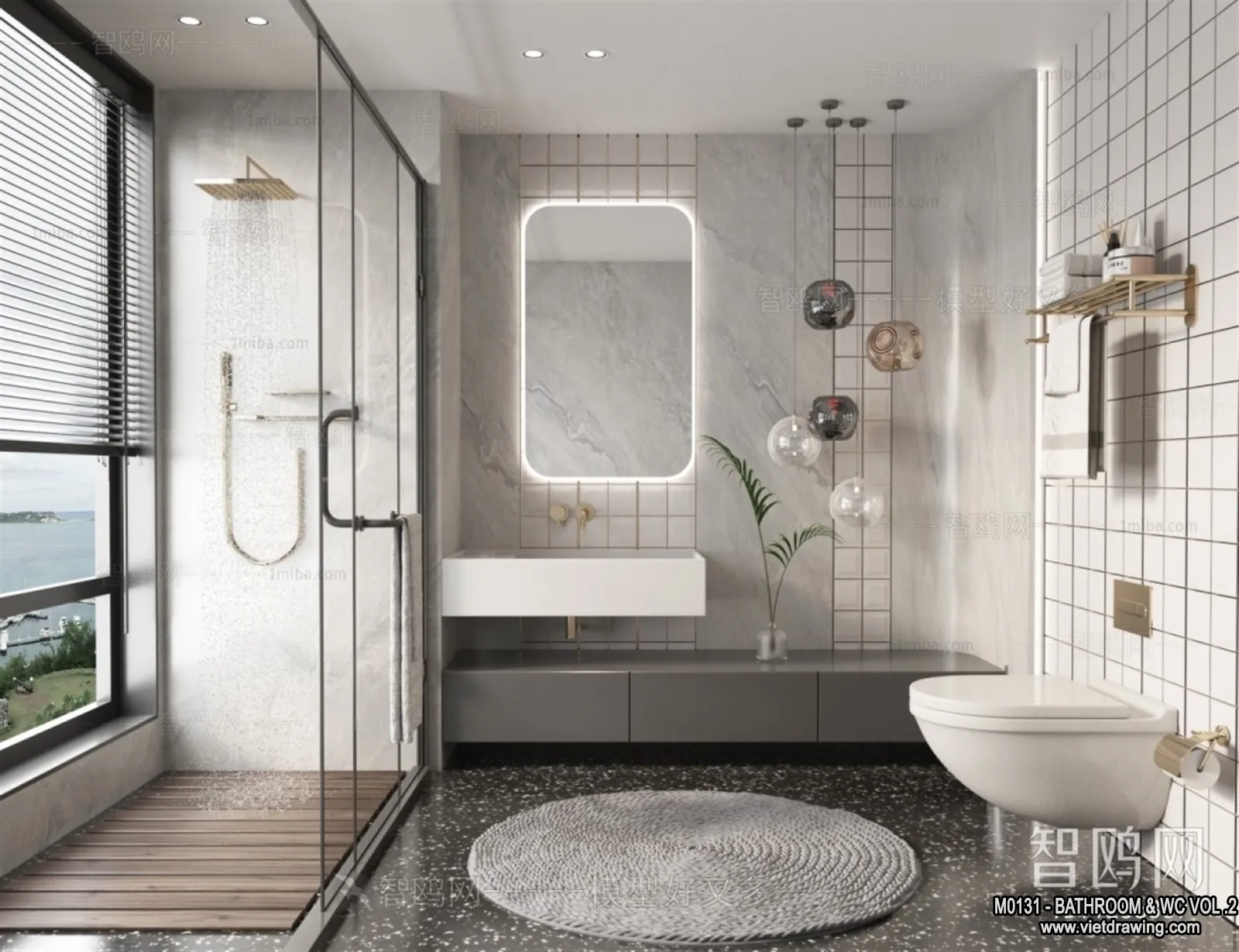 Bathroom - Toilet - WC - RestRoom - 3D Interior Scene - 482