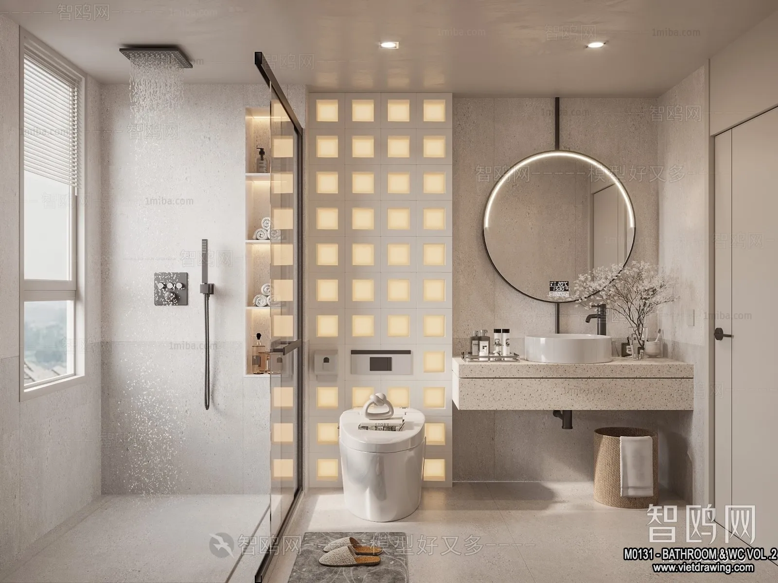 Bathroom - Toilet - WC - RestRoom - 3D Interior Scene - 483