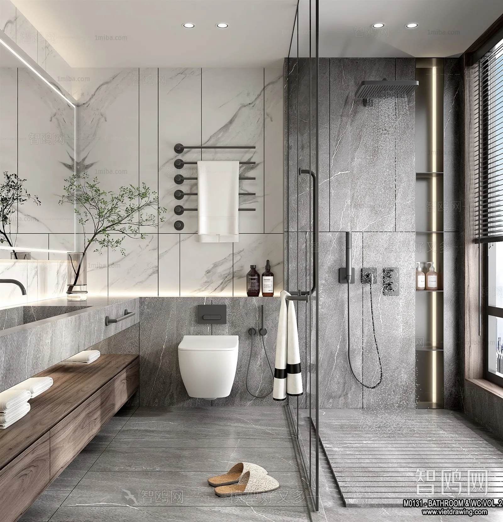 Bathroom - Toilet - WC - RestRoom - 3D Interior Scene - 484