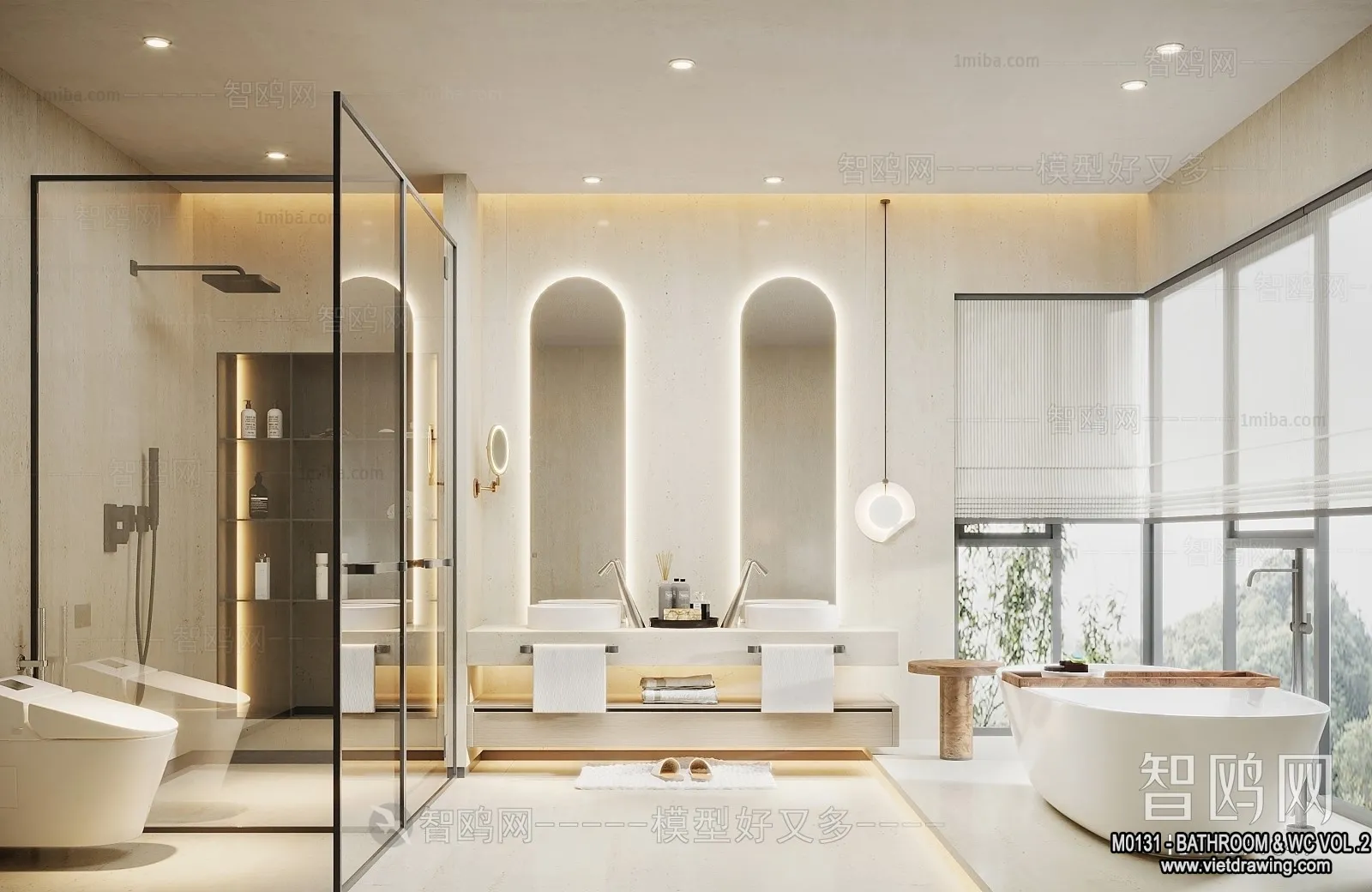 Bathroom - Toilet - WC - RestRoom - 3D Interior Scene - 486