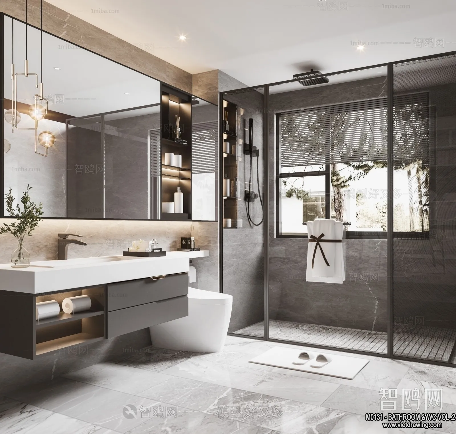 Bathroom - Toilet - WC - RestRoom - 3D Interior Scene - 487