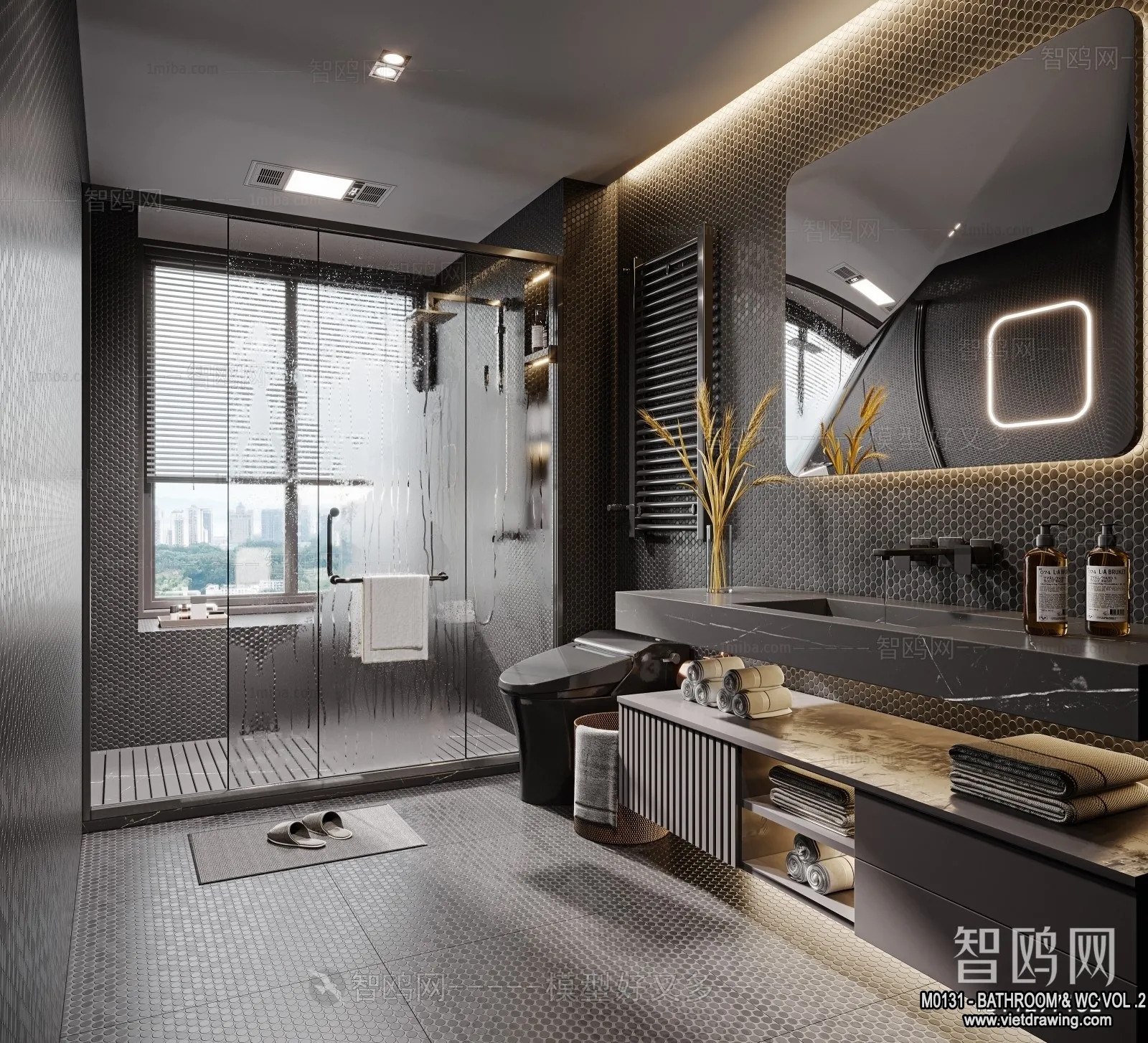 Bathroom - Toilet - WC - RestRoom - 3D Interior Scene - 489