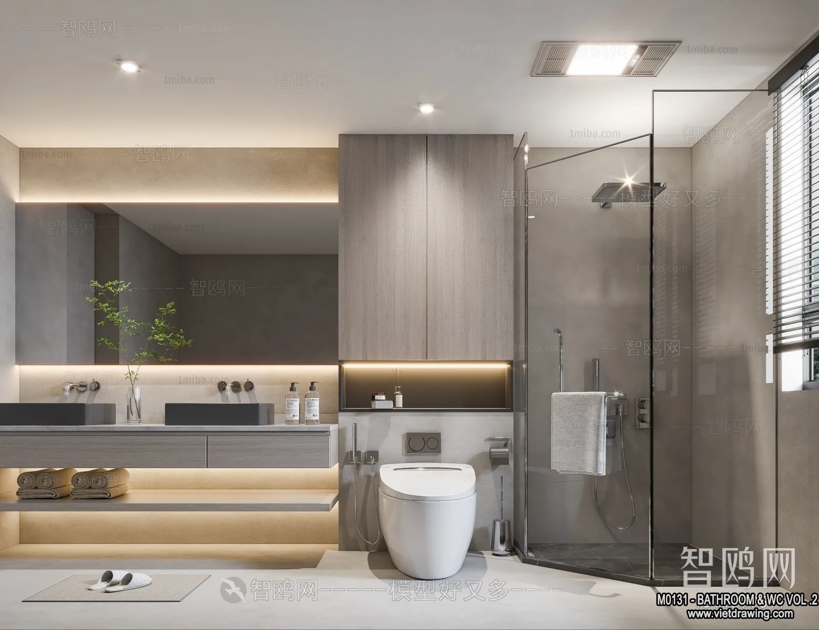 Bathroom - Toilet - WC - RestRoom - 3D Interior Scene - 490