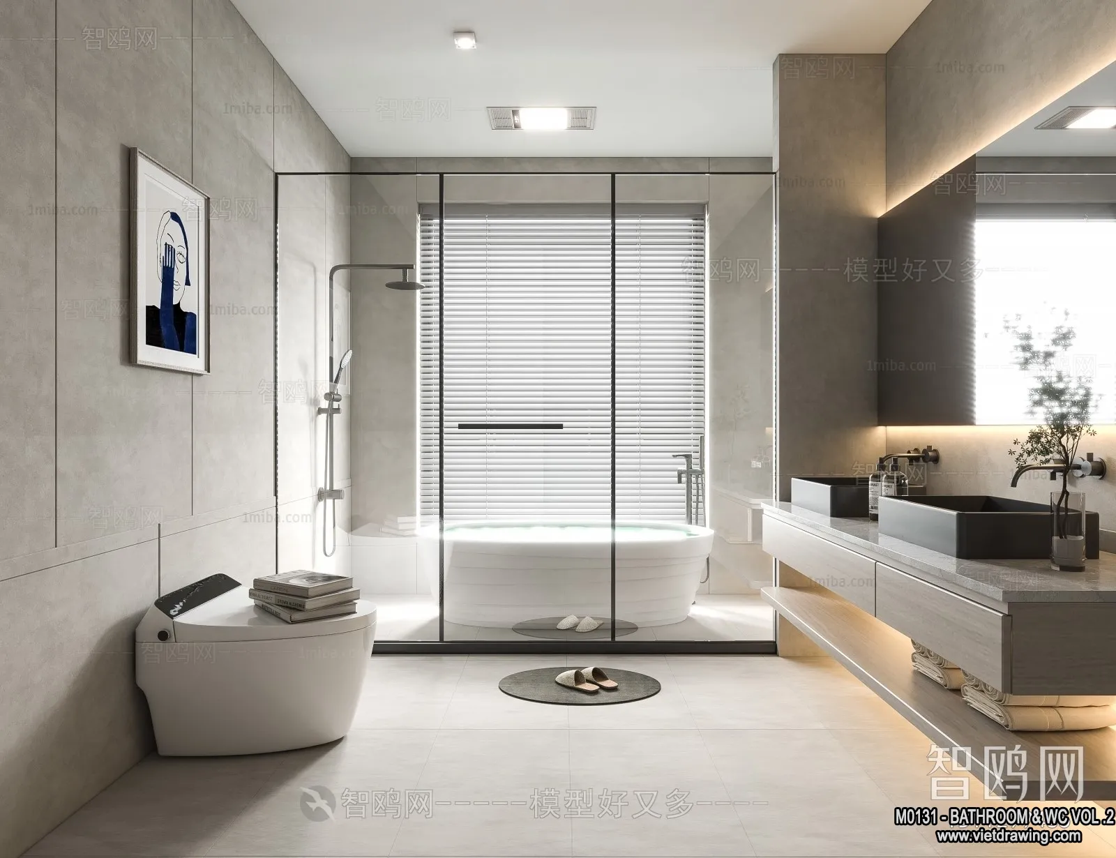 Bathroom - Toilet - WC - RestRoom - 3D Interior Scene - 491