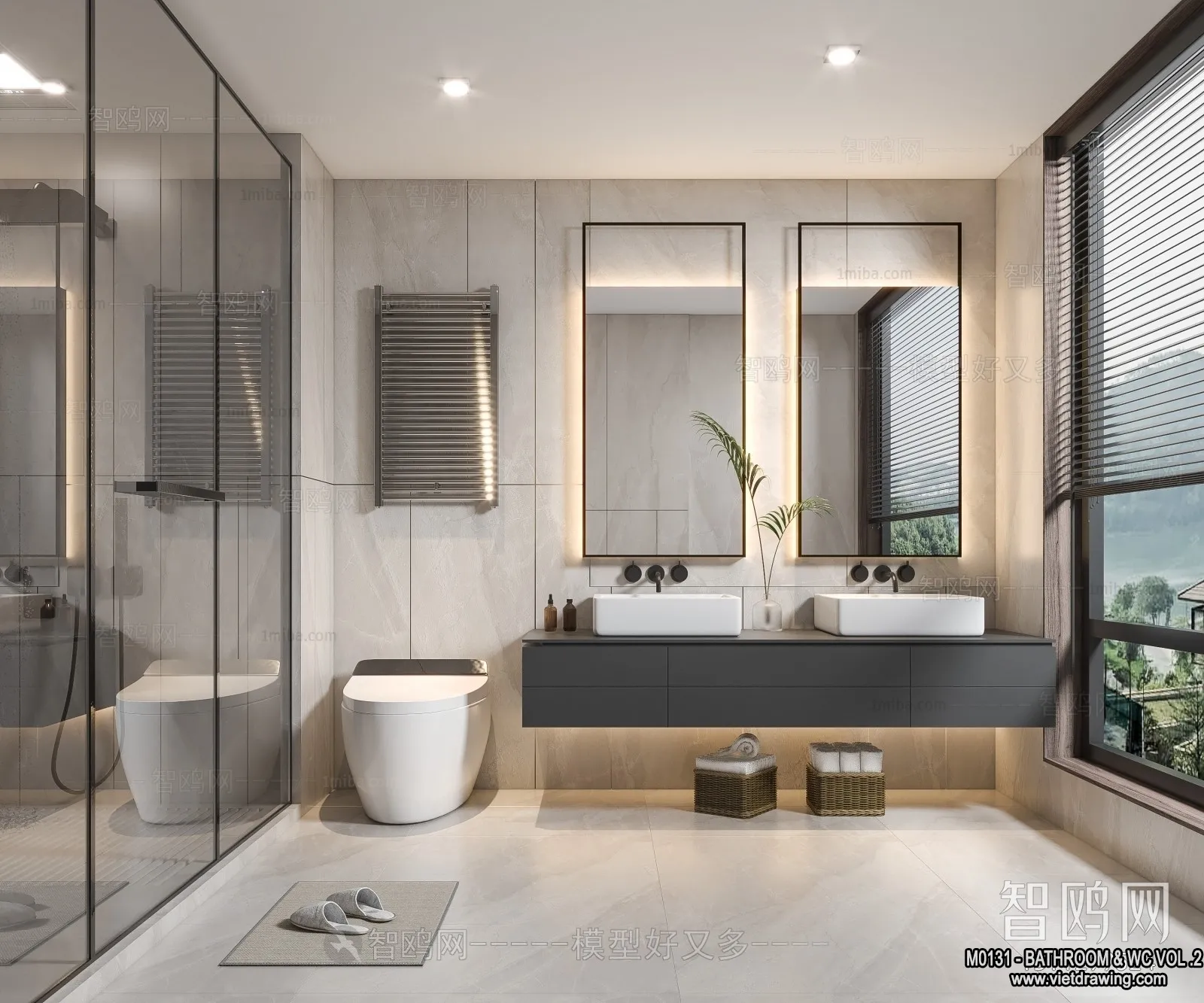 Bathroom - Toilet - WC - RestRoom - 3D Interior Scene - 492