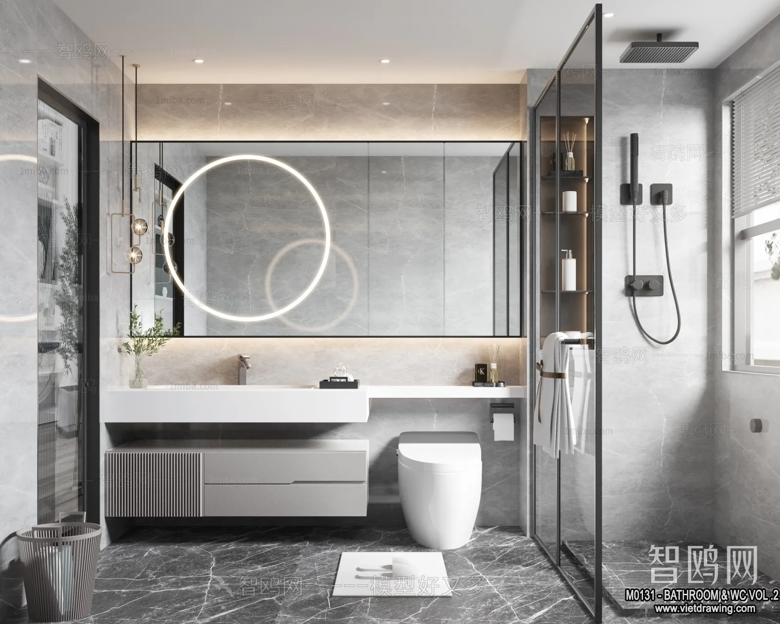 Bathroom - Toilet - WC - RestRoom - 3D Interior Scene - 493