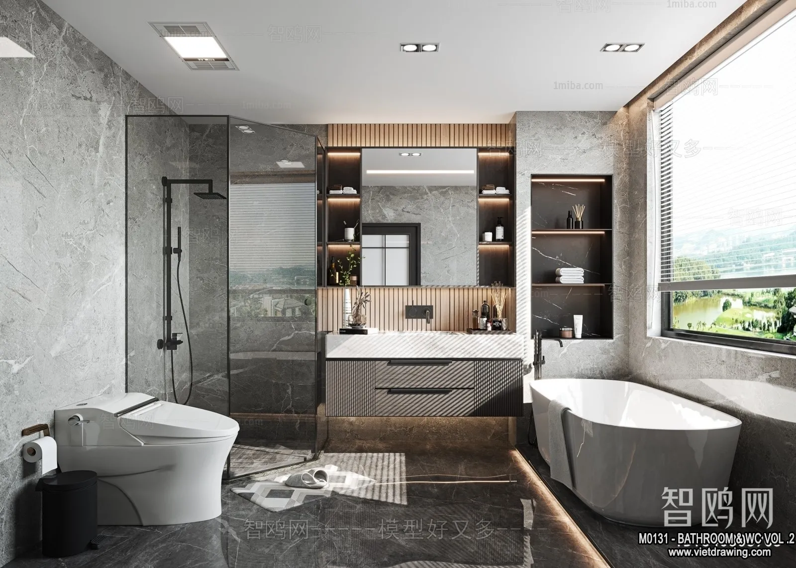 Bathroom - Toilet - WC - RestRoom - 3D Interior Scene - 494