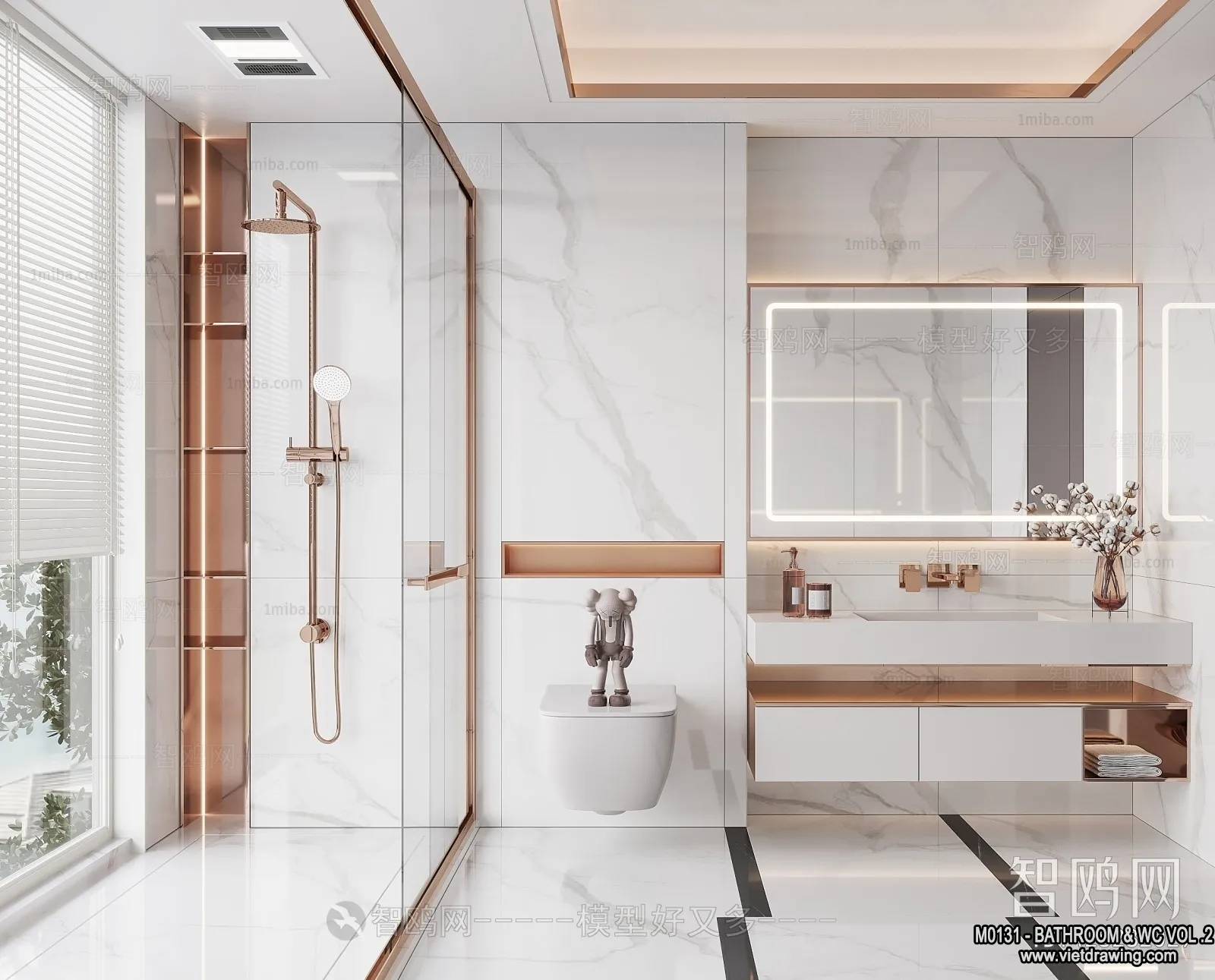 Bathroom - Toilet - WC - RestRoom - 3D Interior Scene - 495