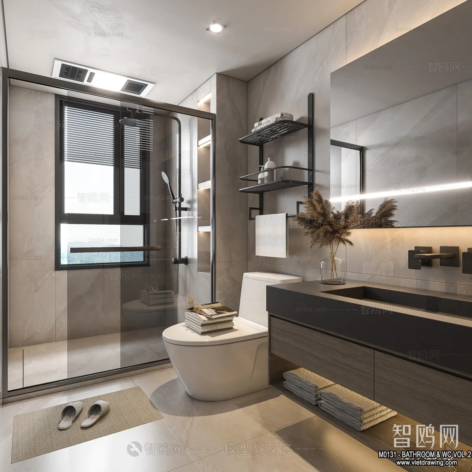 Bathroom - Toilet - WC - RestRoom - 3D Interior Scene - 497