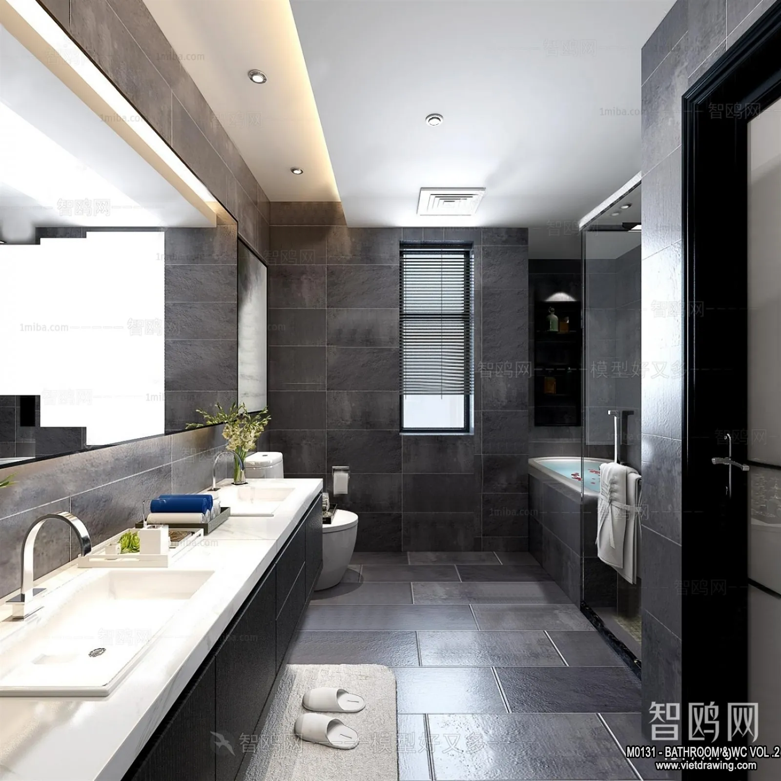 Bathroom - Toilet - WC - RestRoom - 3D Interior Scene - 498