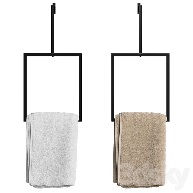 Bathroom towels on a holder 3D Model
