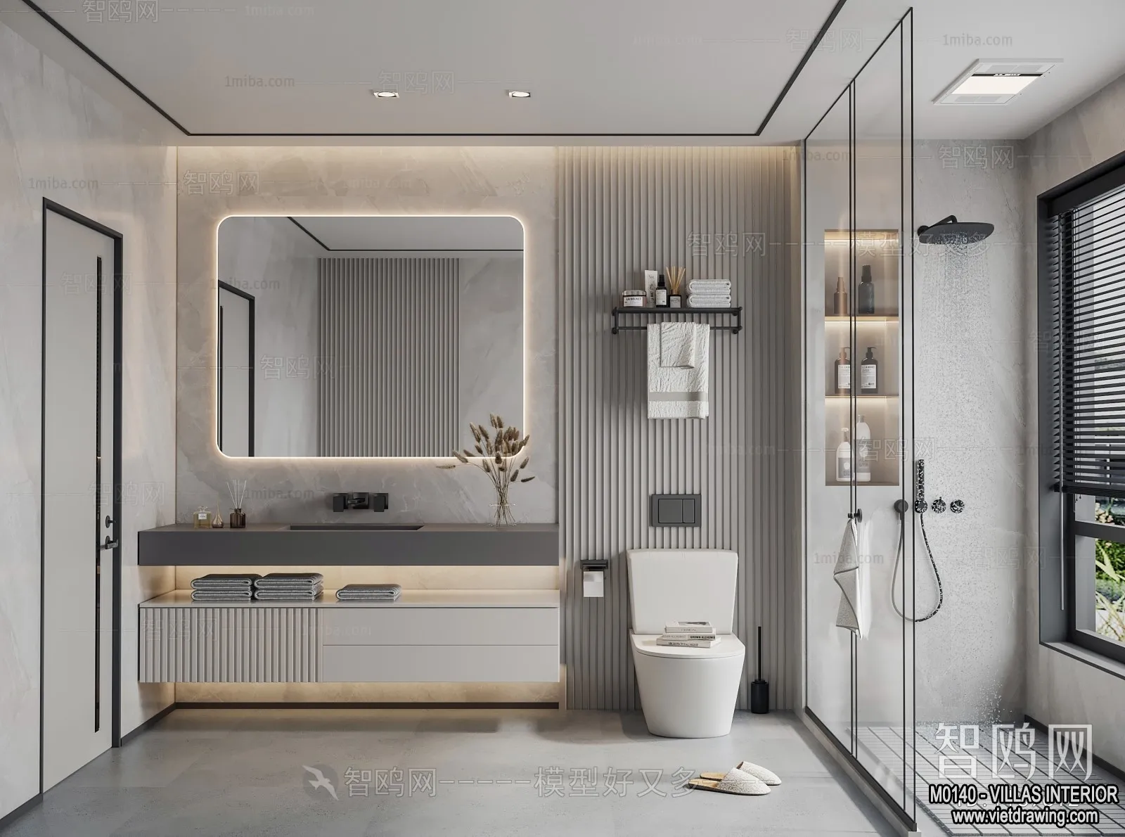 Bathroom - Villas 3D Interior Scene - 3D Models - 002