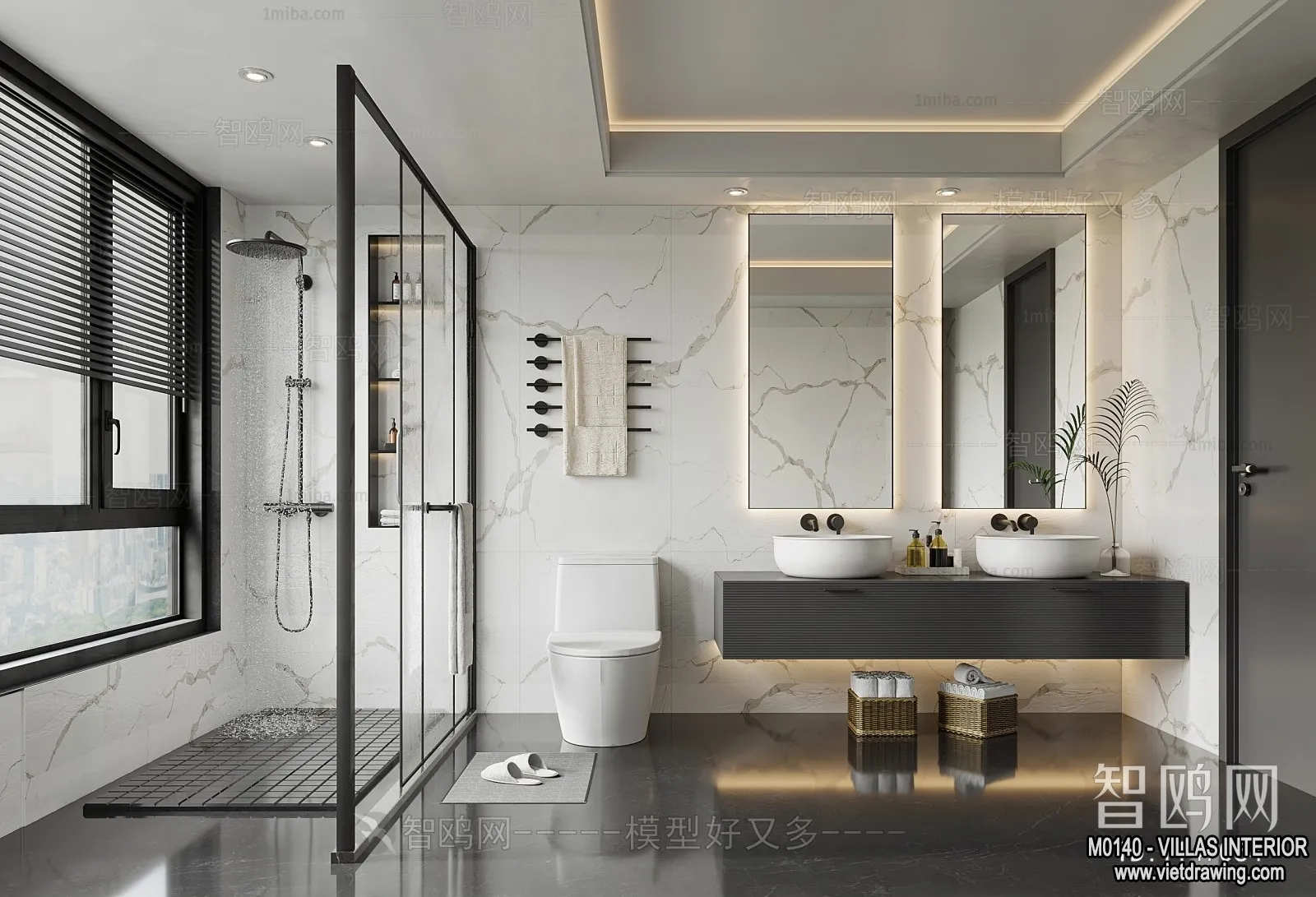 Bathroom - Villas 3D Interior Scene - 3D Models - 012