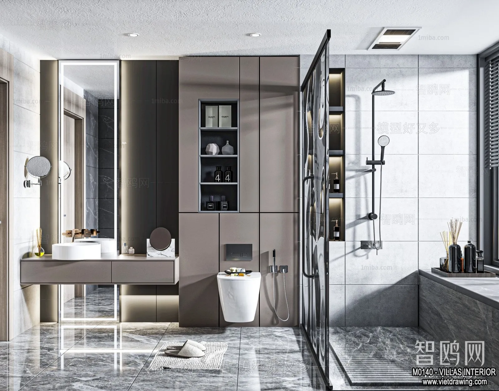 Bathroom - Villas 3D Interior Scene - 3D Models - 015