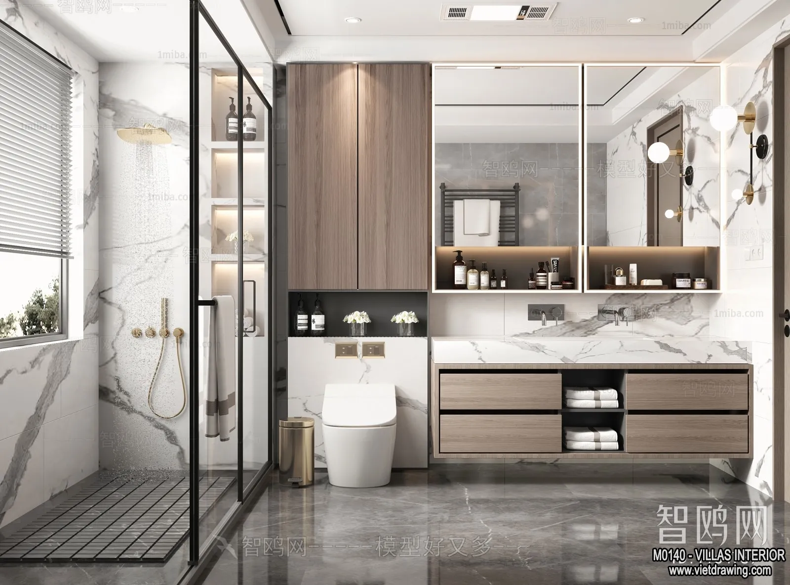 Bathroom - Villas 3D Interior Scene - 3D Models - 017