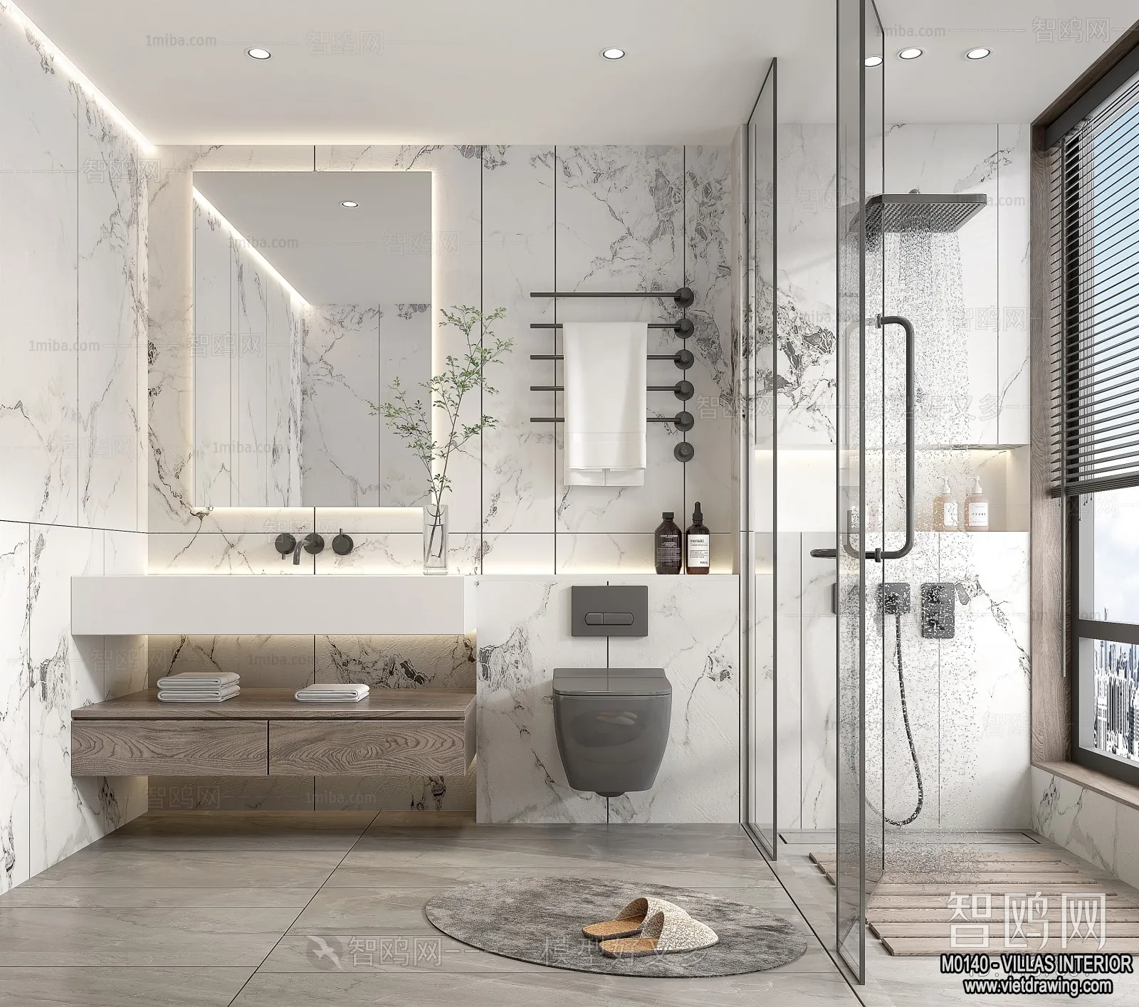Bathroom - Villas 3D Interior Scene - 3D Models - 021