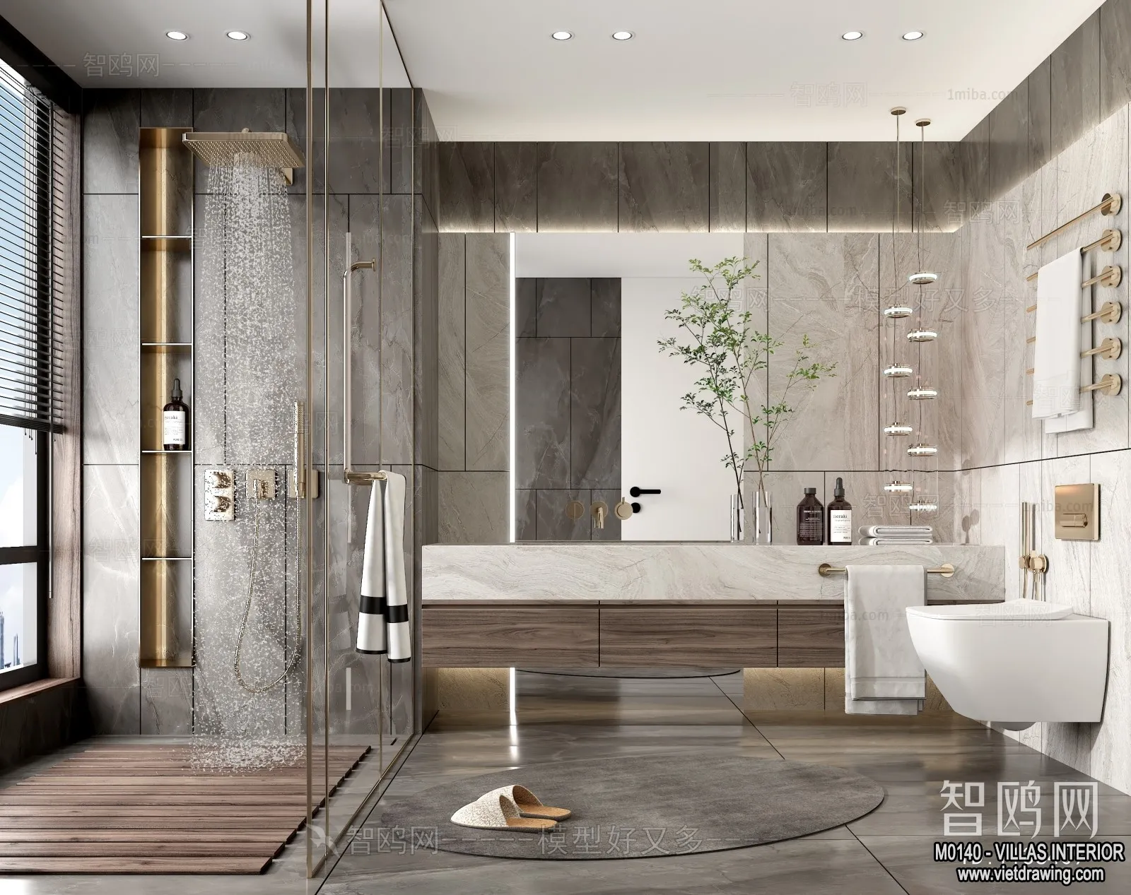Bathroom - Villas 3D Interior Scene - 3D Models - 023