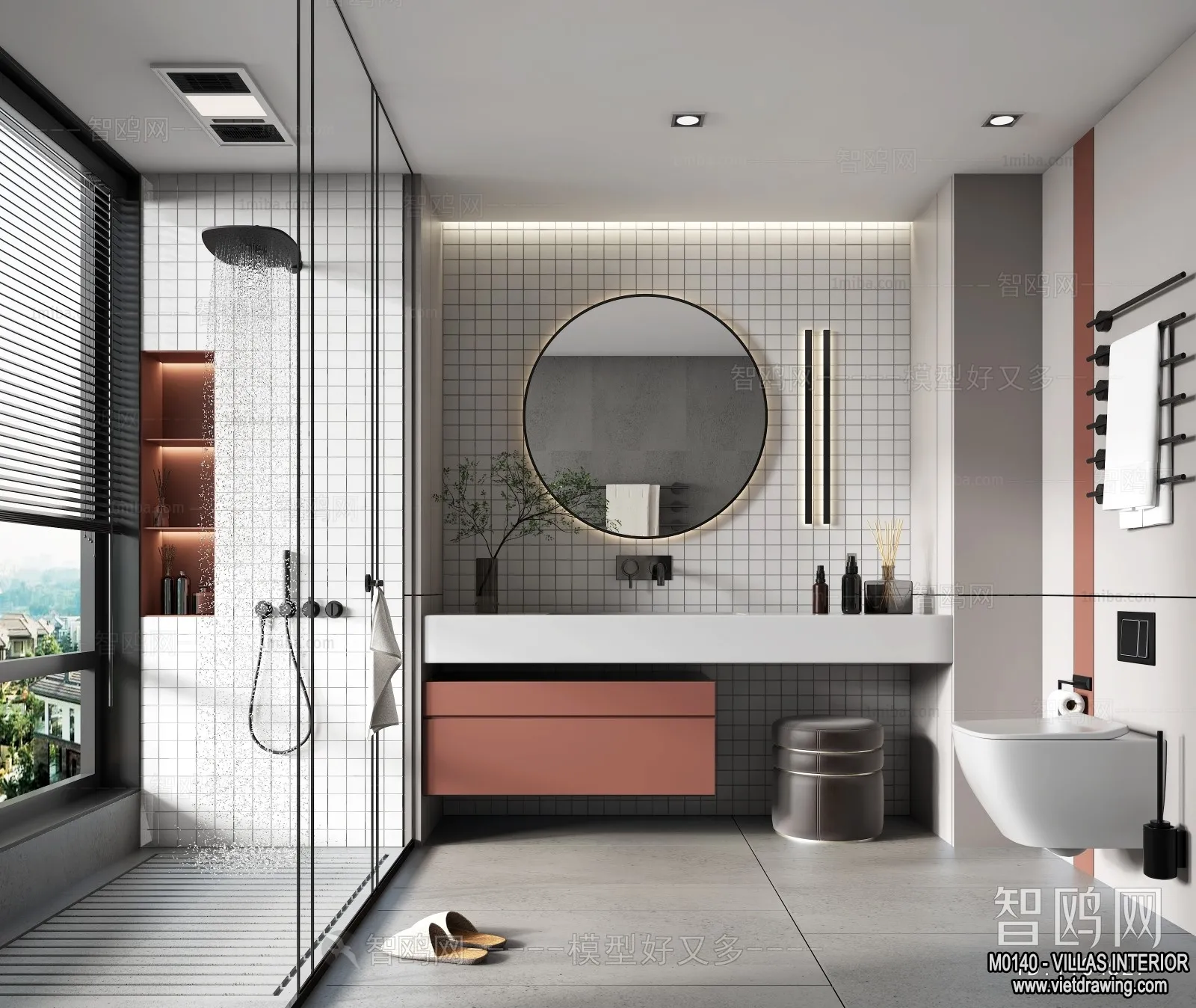 Bathroom - Villas 3D Interior Scene - 3D Models - 024