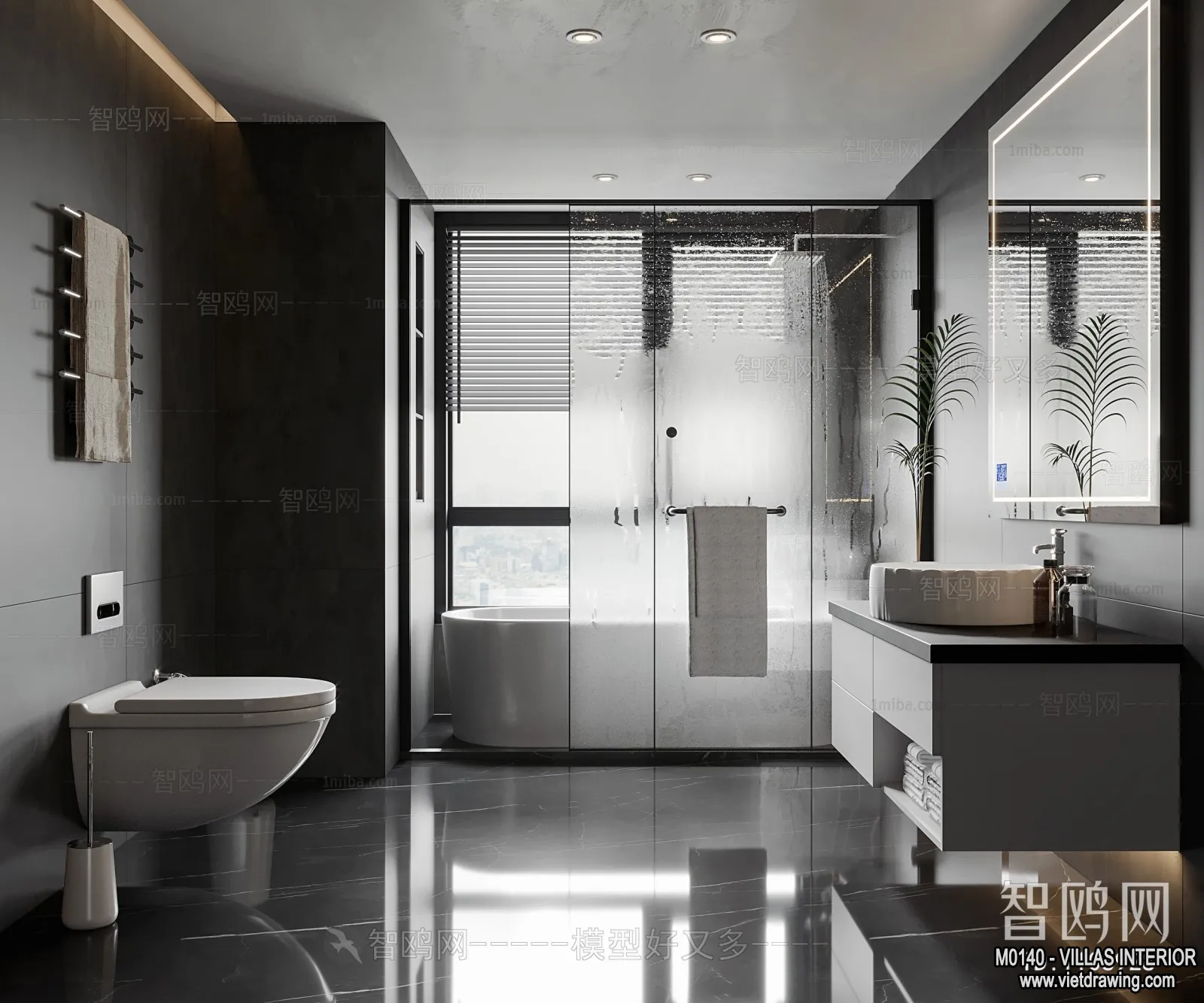 Bathroom - Villas 3D Interior Scene - 3D Models - 025