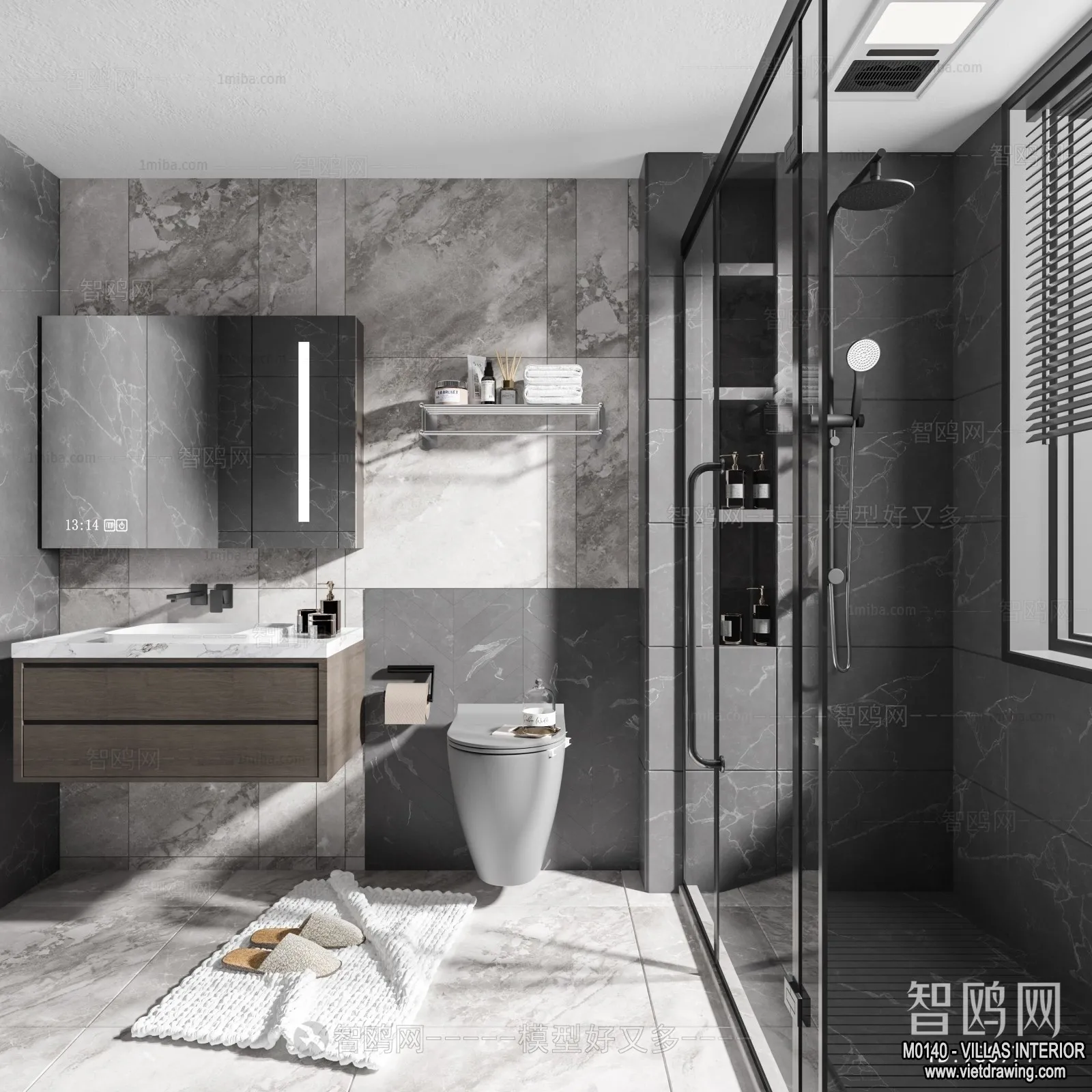 Bathroom - Villas 3D Interior Scene - 3D Models - 041