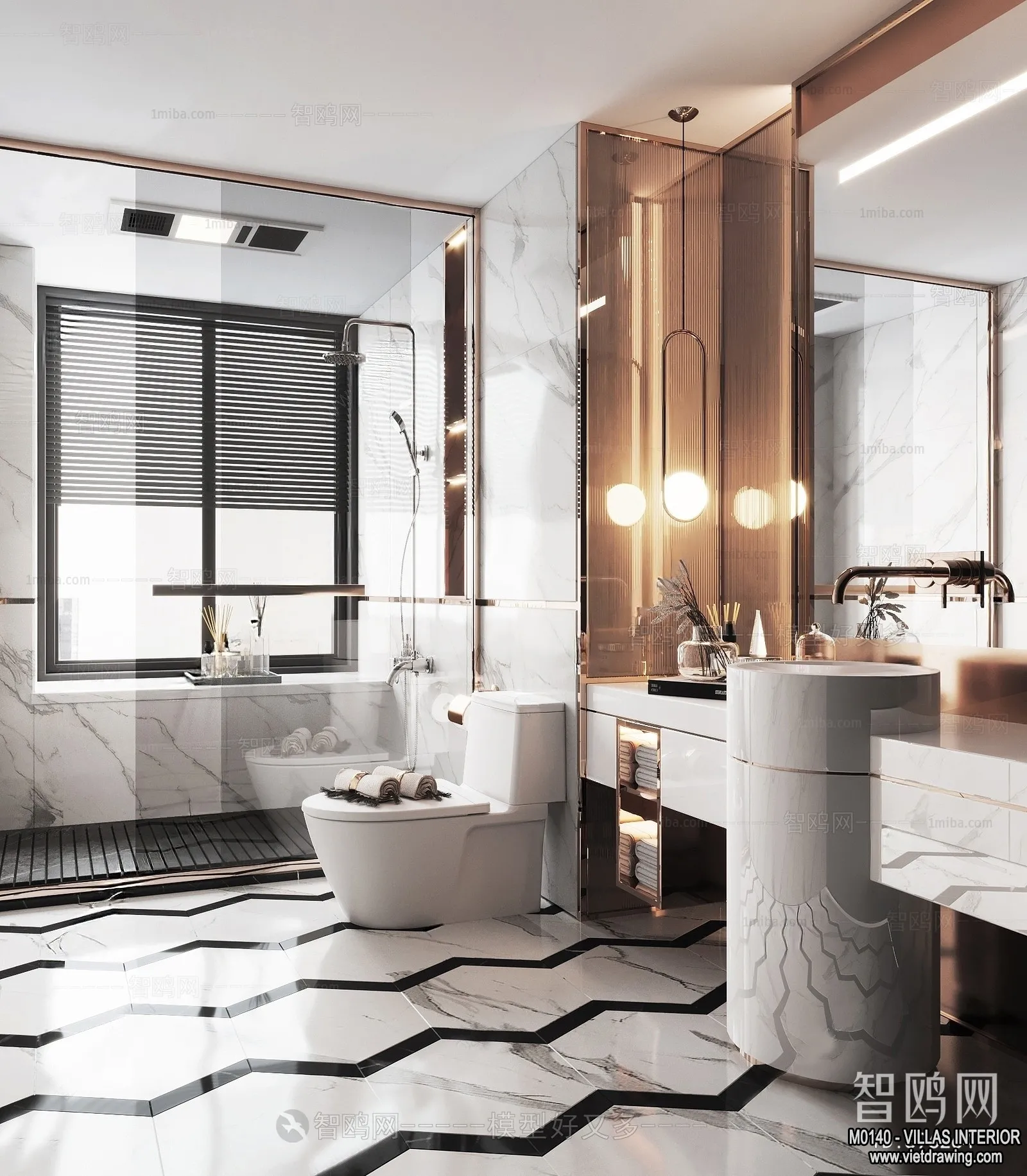 Bathroom - Villas 3D Interior Scene - 3D Models - 045