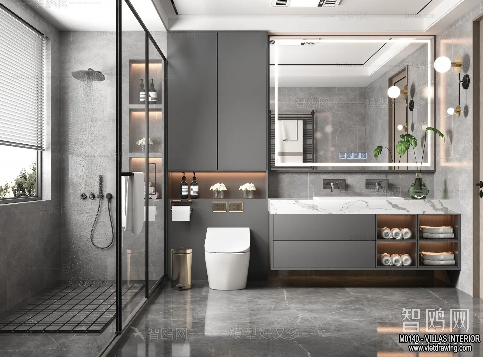 Bathroom - Villas 3D Interior Scene - 3D Models - 046
