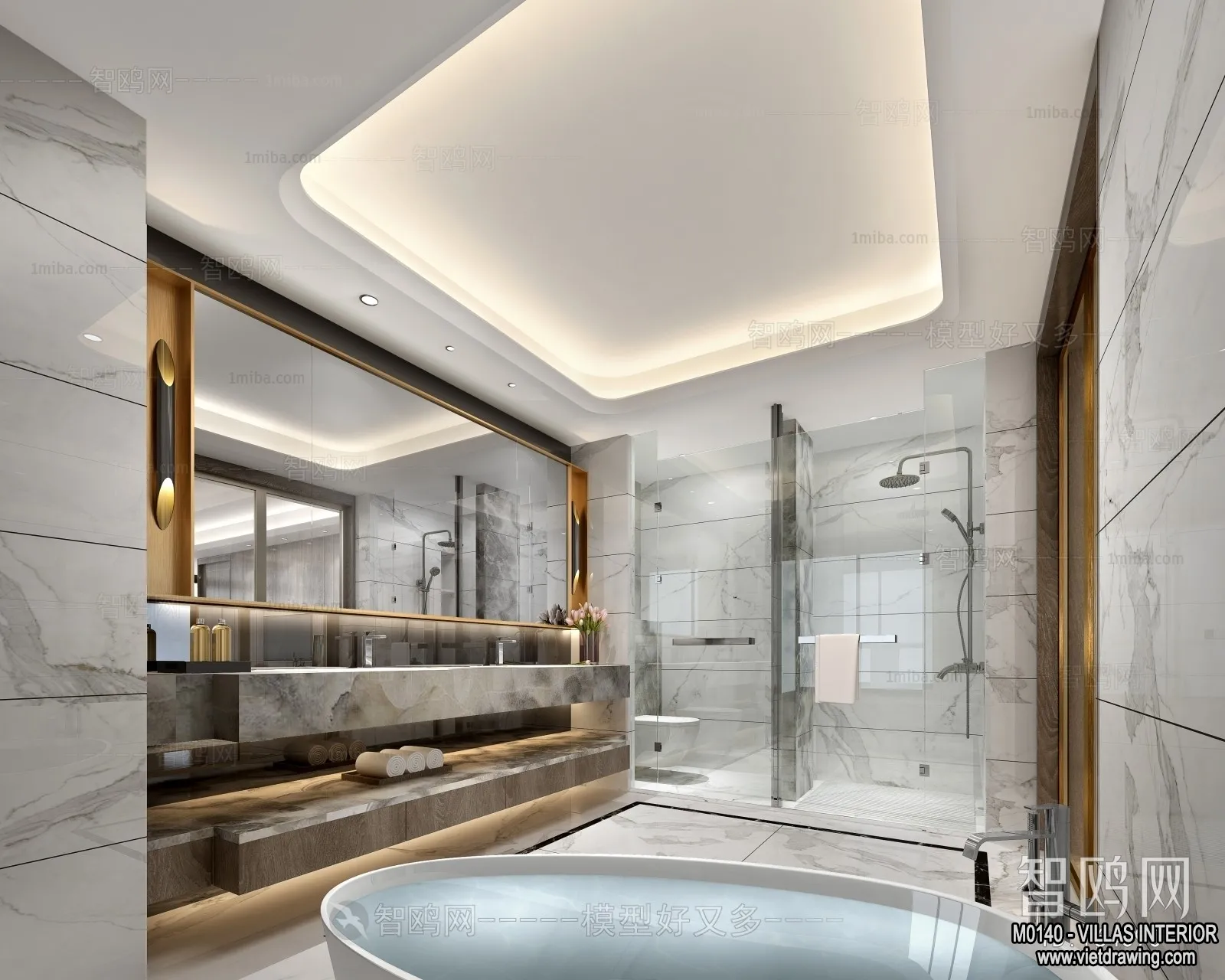 Bathroom - Villas 3D Interior Scene - 3D Models - 053