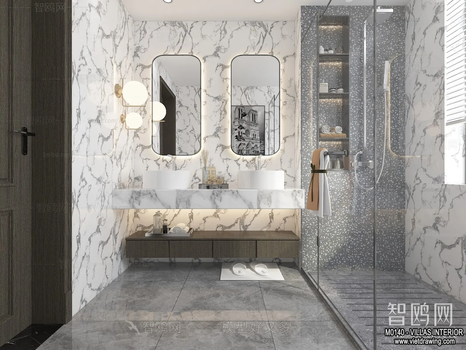 Bathroom - Villas 3D Interior Scene - 3D Models - 054