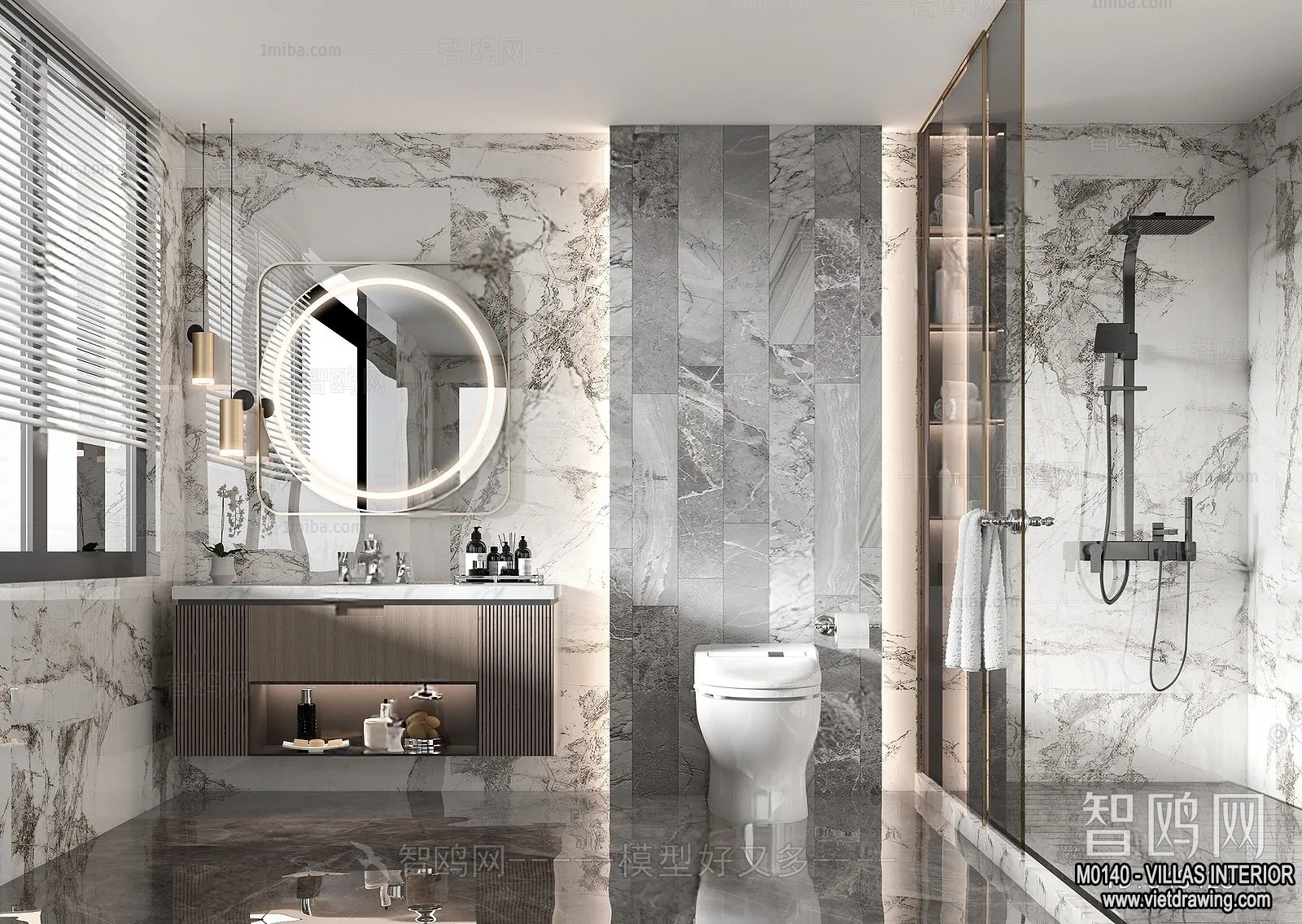 Bathroom - Villas 3D Interior Scene - 3D Models - 056