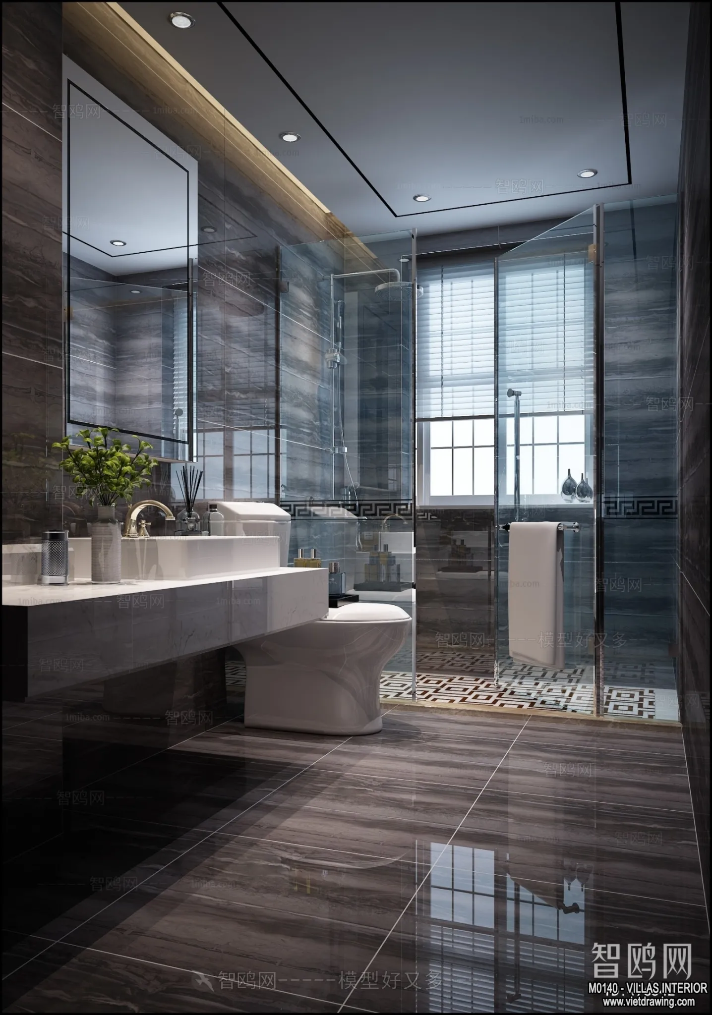 Bathroom - Villas 3D Interior Scene - 3D Models - 064