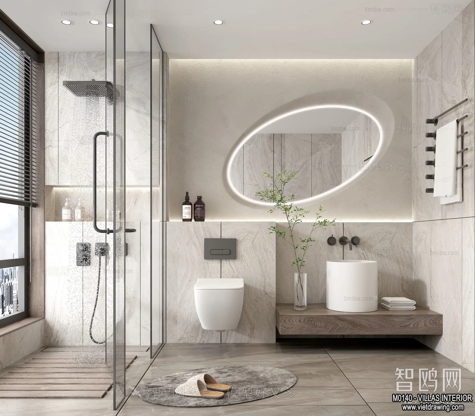 Bathroom - Villas 3D Interior Scene - 3D Models - 068
