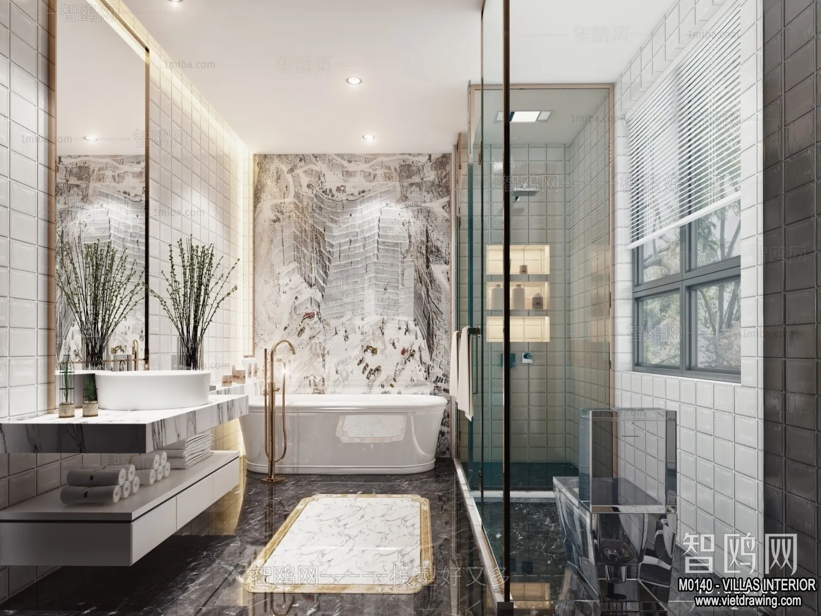 Bathroom - Villas 3D Interior Scene - 3D Models - 069