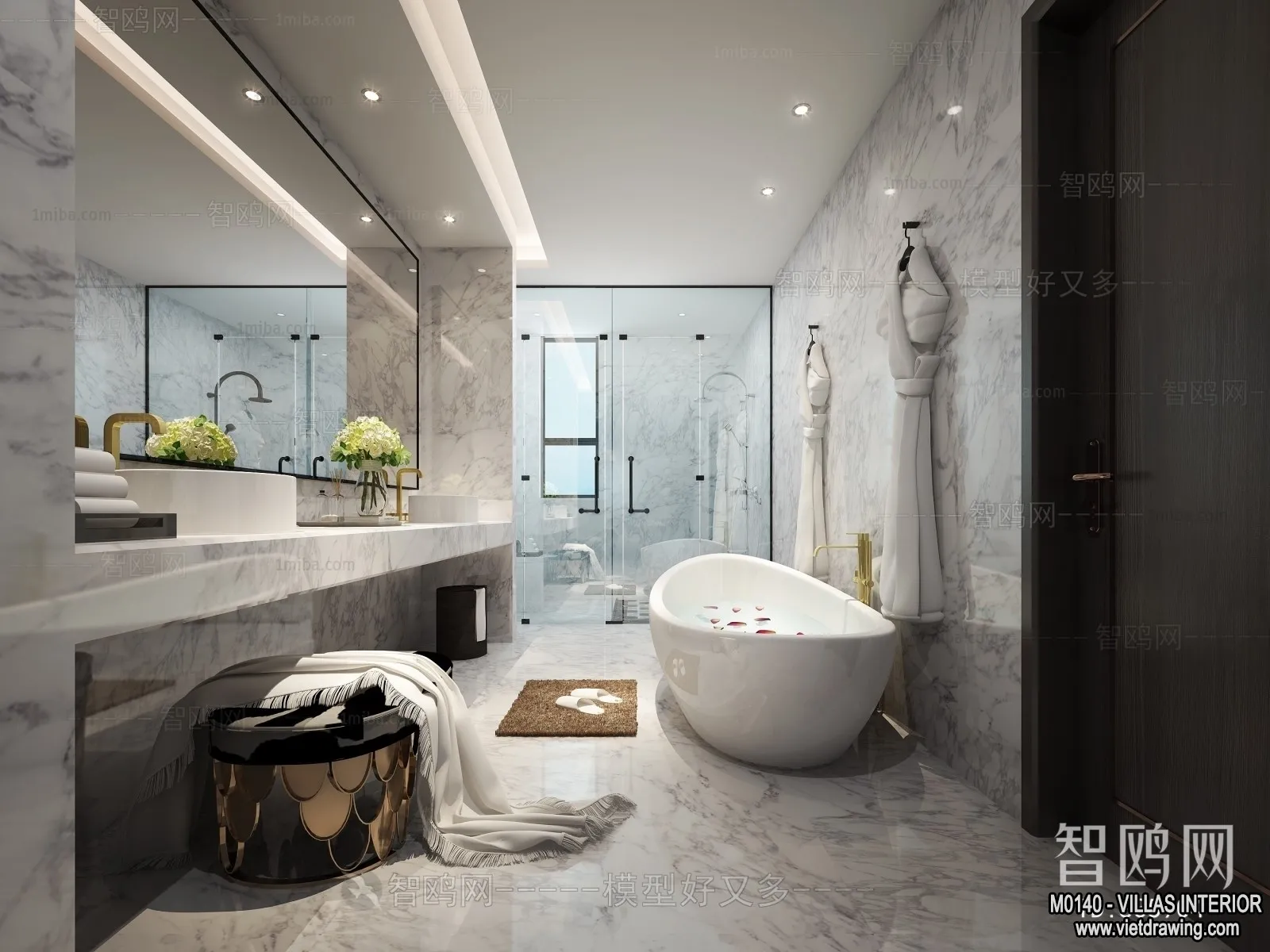 Bathroom - Villas 3D Interior Scene - 3D Models - 070
