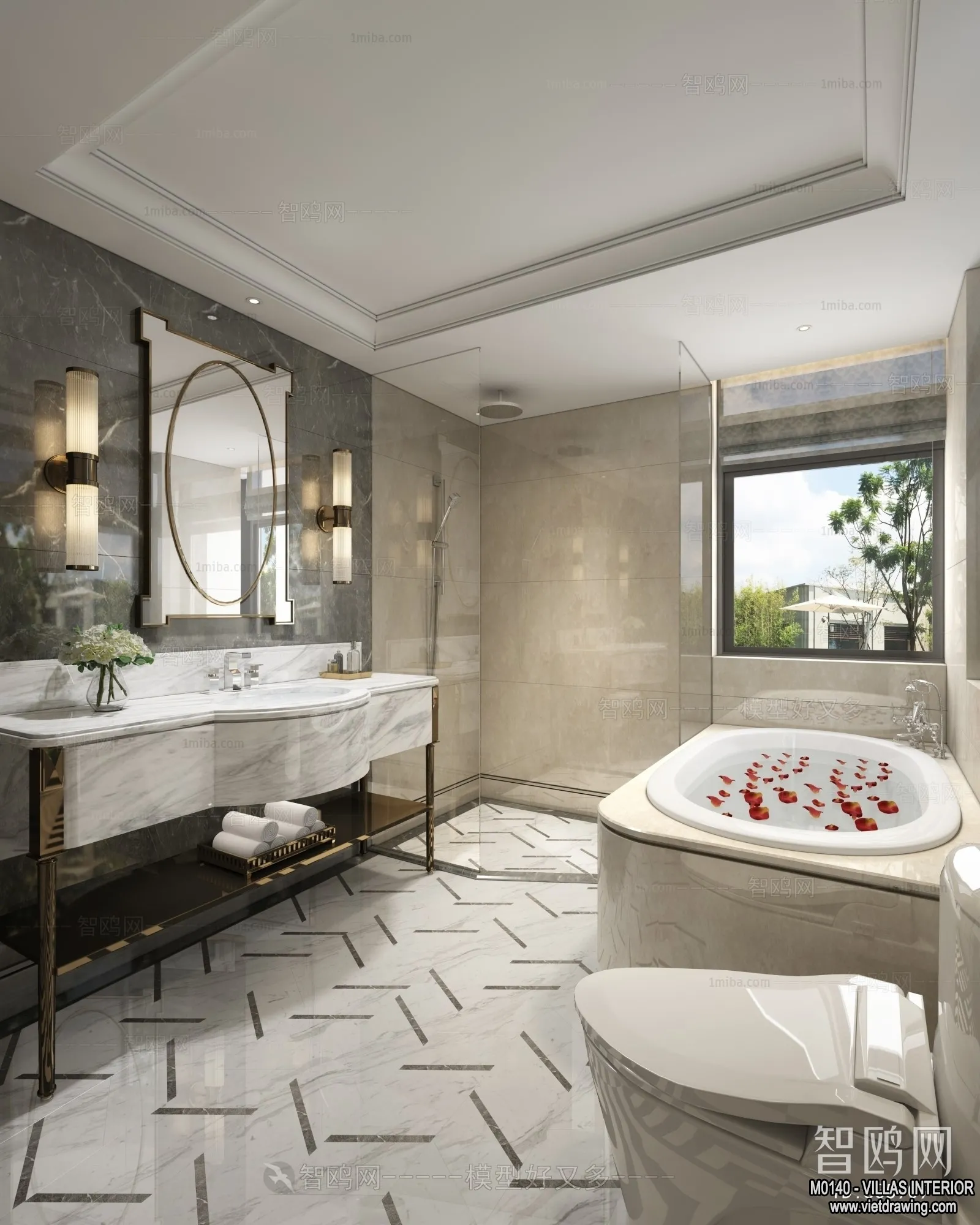 Bathroom - Villas 3D Interior Scene - 3D Models - 077