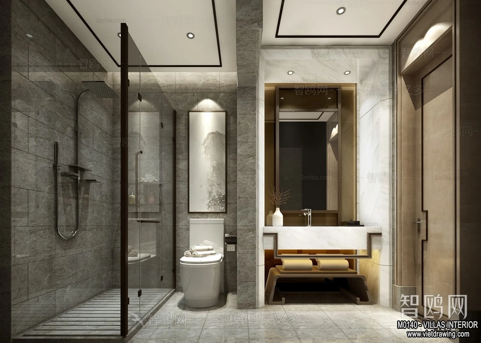 Bathroom - Villas 3D Interior Scene - 3D Models - 082