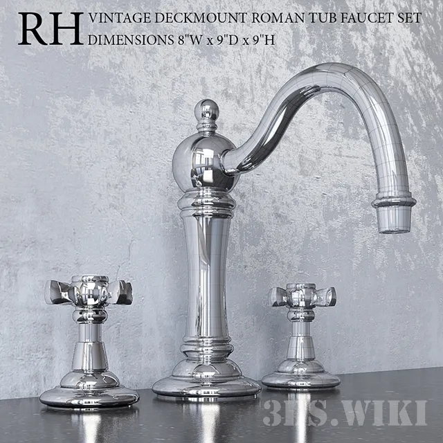 bathroom - VINTAGE DECKMOUNT ROMAN TUB FAUCET SET 3D Model