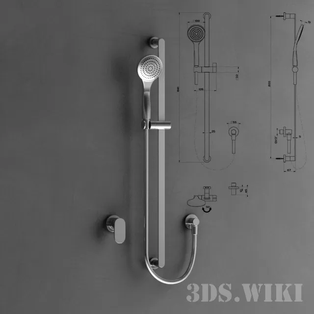 bathroom - Wall-mounted shower Gessi Emporio 3D Model