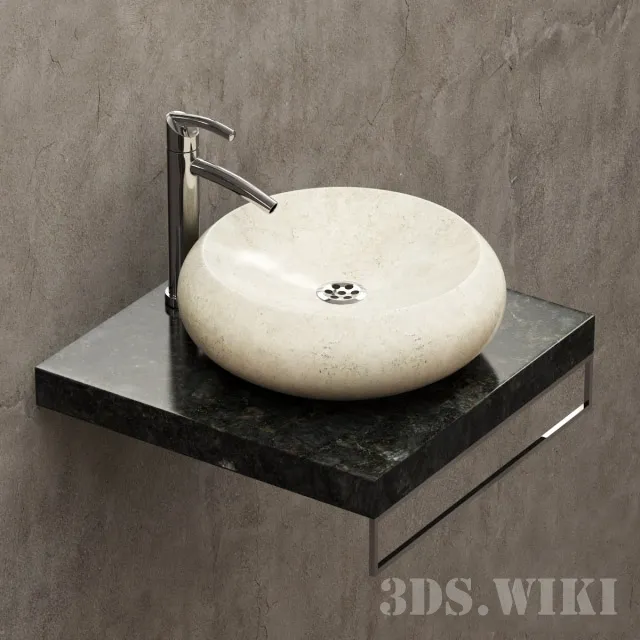 bathroom - Washing Stone Circle Sink 3D Model