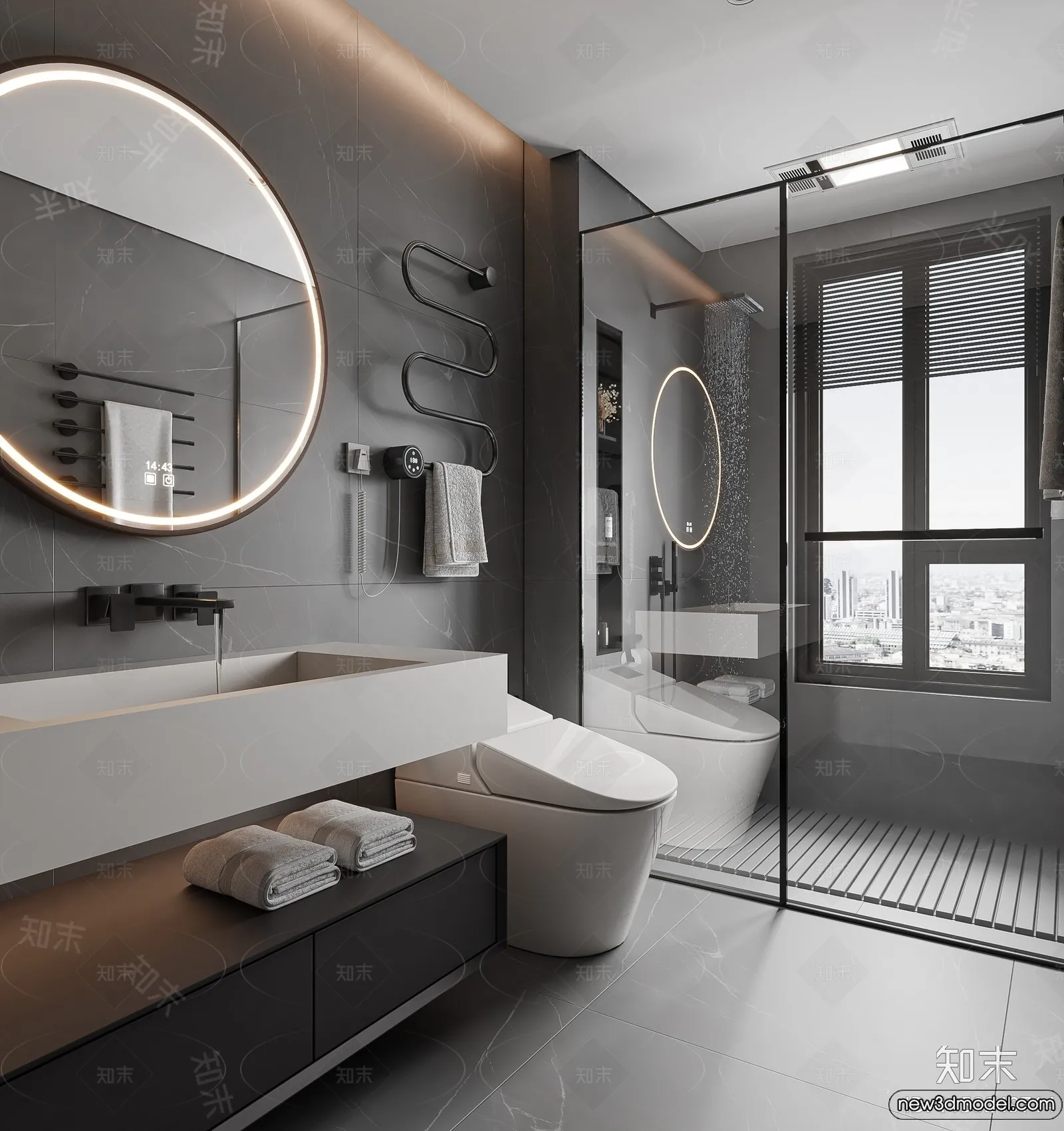 Bathroom - WC - Restroom - 3D Interior Scene - Modern Style - 003