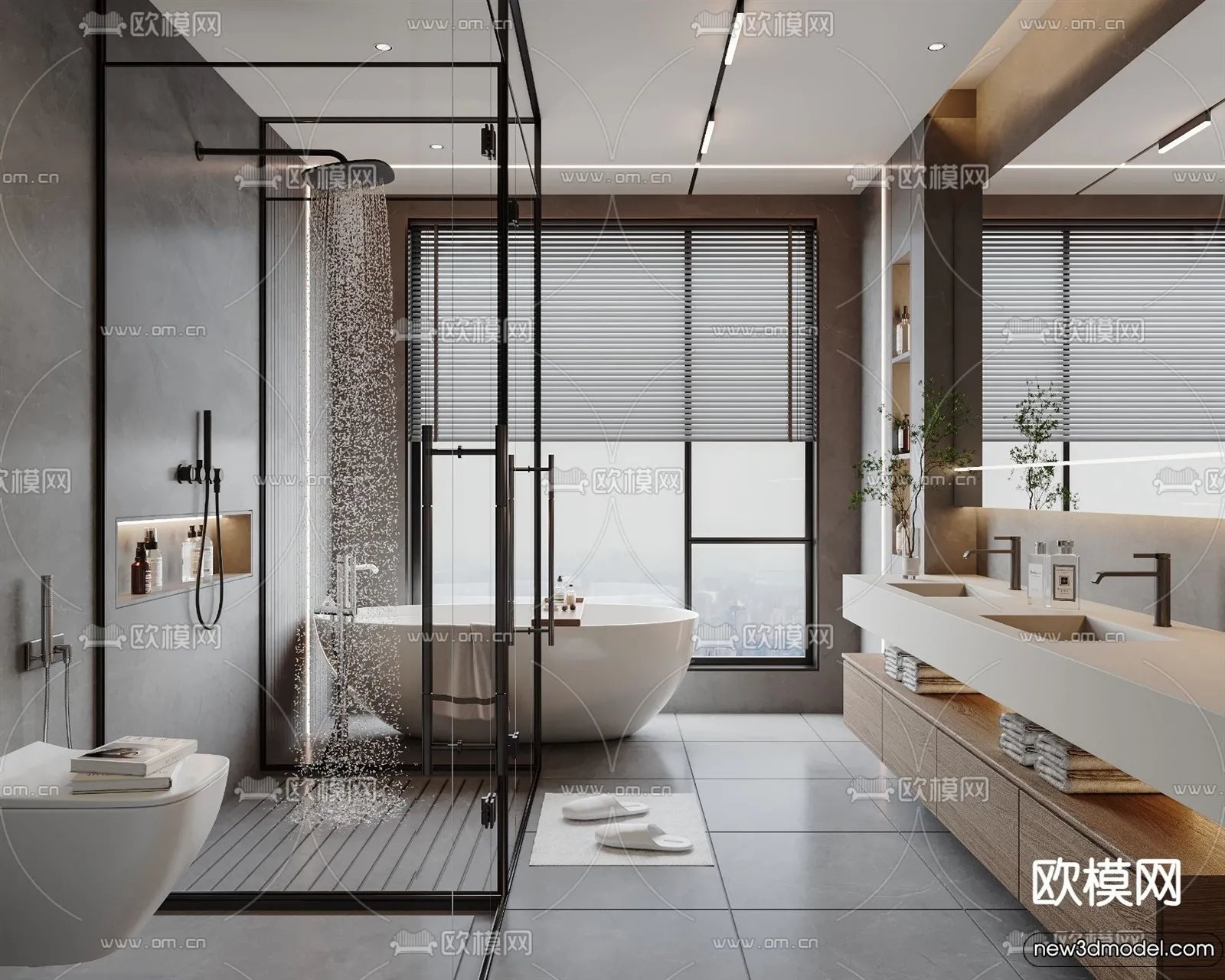 Bathroom - WC - Restroom - 3D Interior Scene - Modern Style - 007