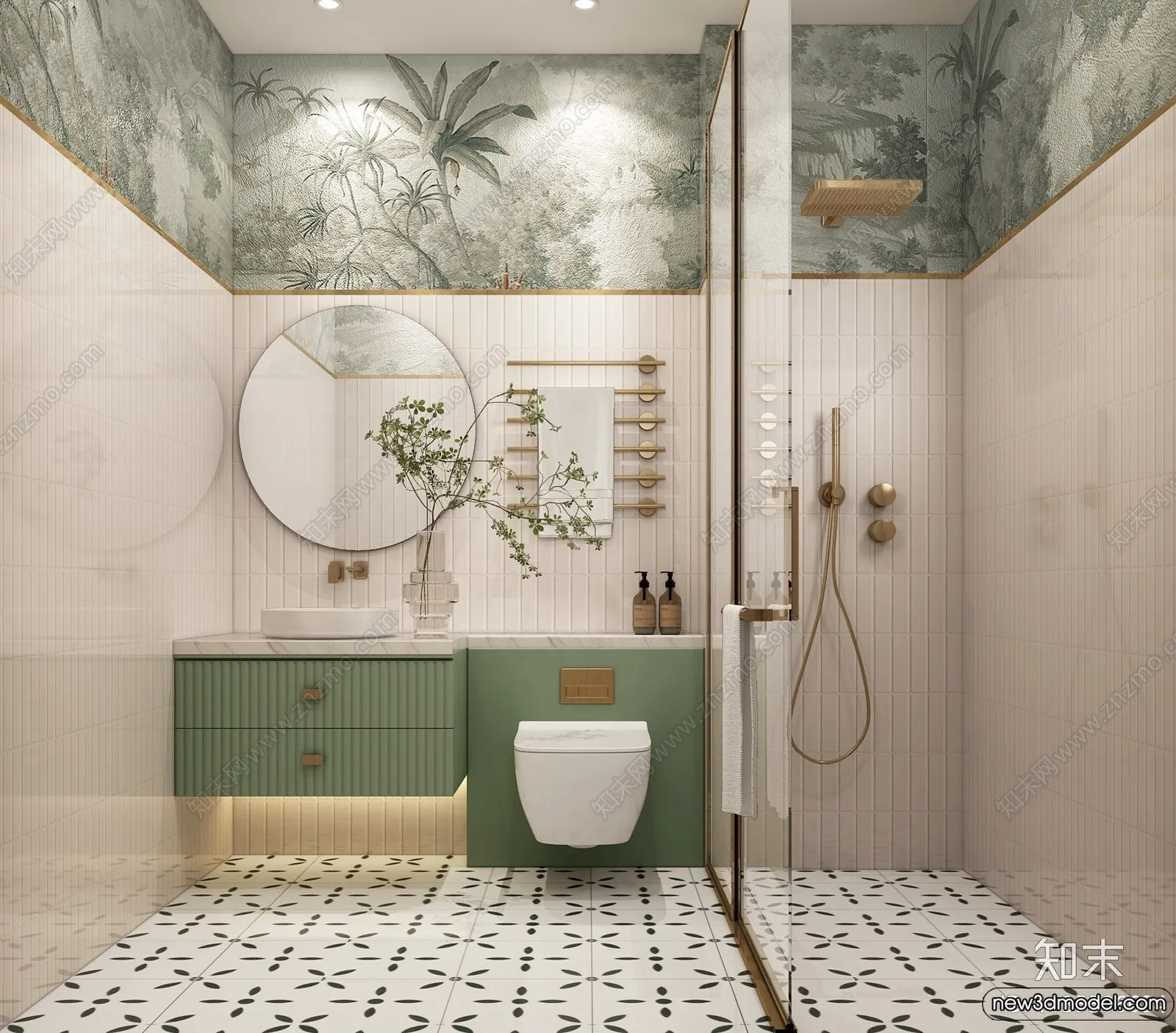 Bathroom - WC - Restroom - 3D Interior Scene - Modern Style - 011