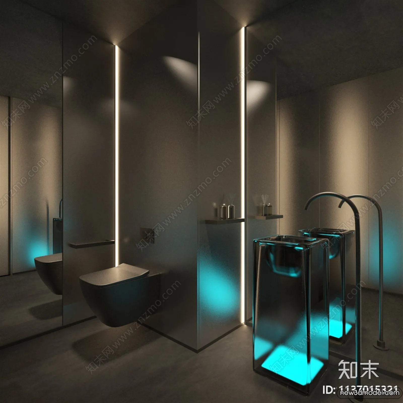 Bathroom - WC - Restroom - 3D Interior Scene - Modern Style - 012