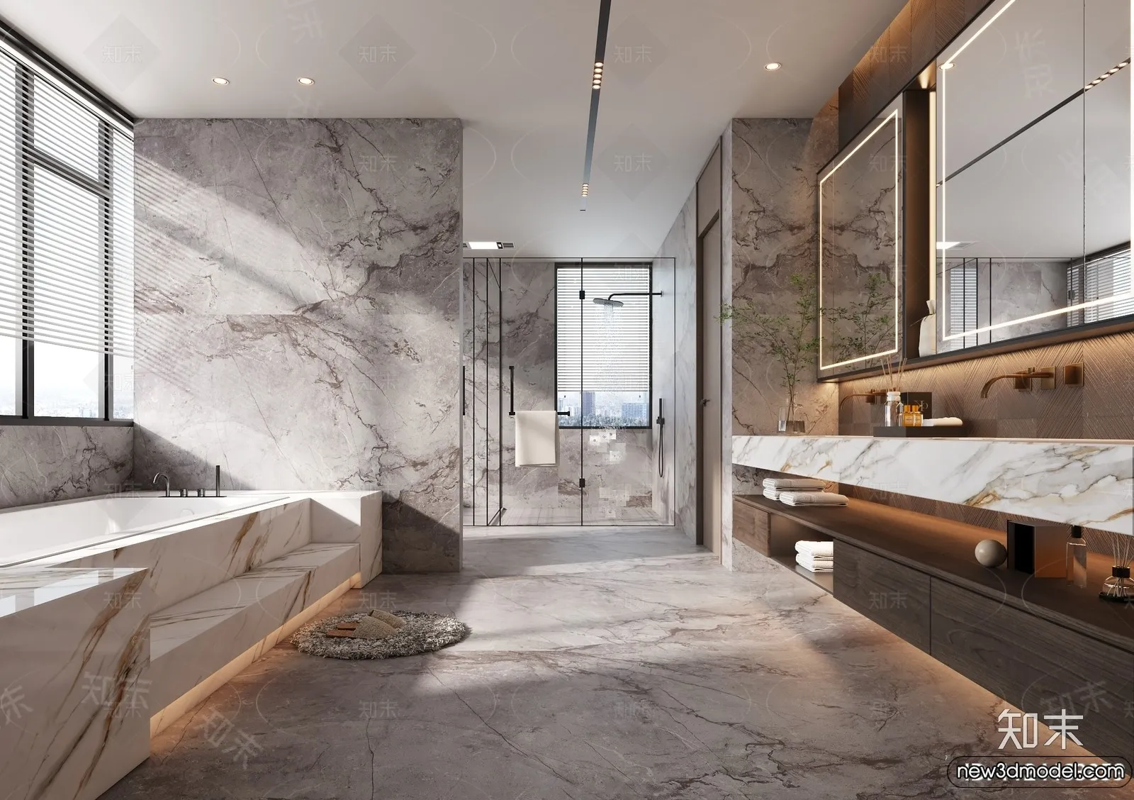 Bathroom - WC - Restroom - 3D Interior Scene - Modern Style - 013