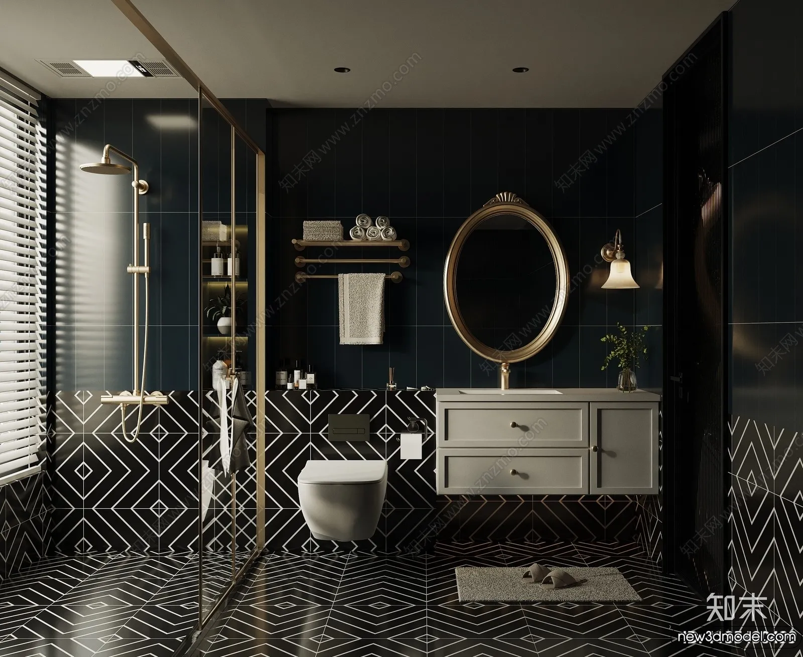 Bathroom - WC - Restroom - 3D Interior Scene - Modern Style - 021